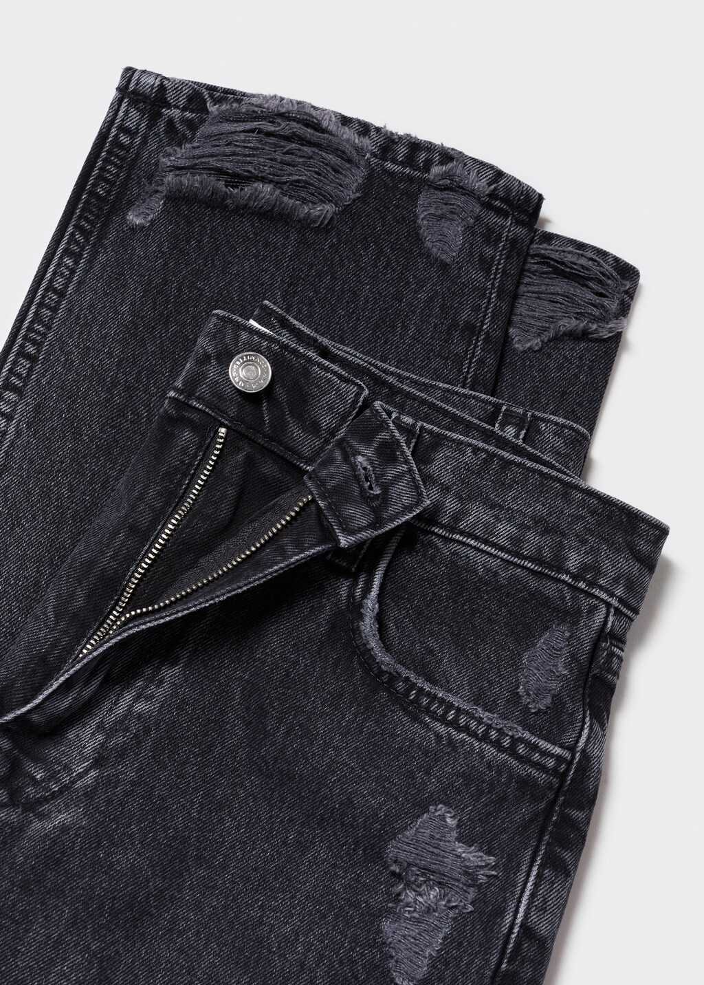 Ripped high-rise straight jeans - Details of the article 8