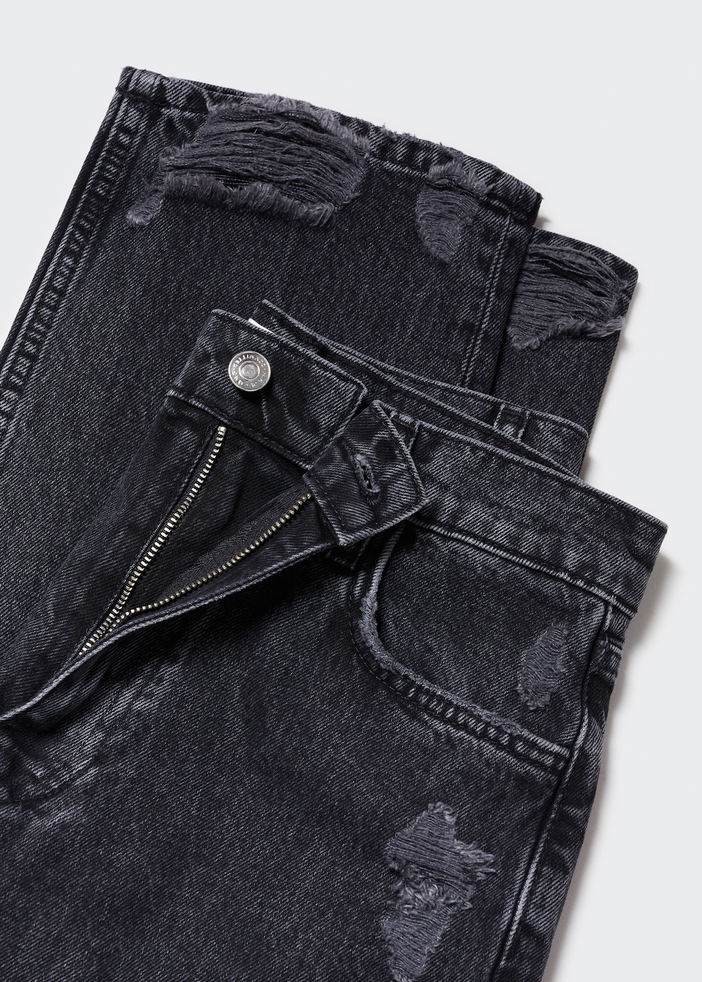 Ripped high-rise straight jeans - Details of the article 8