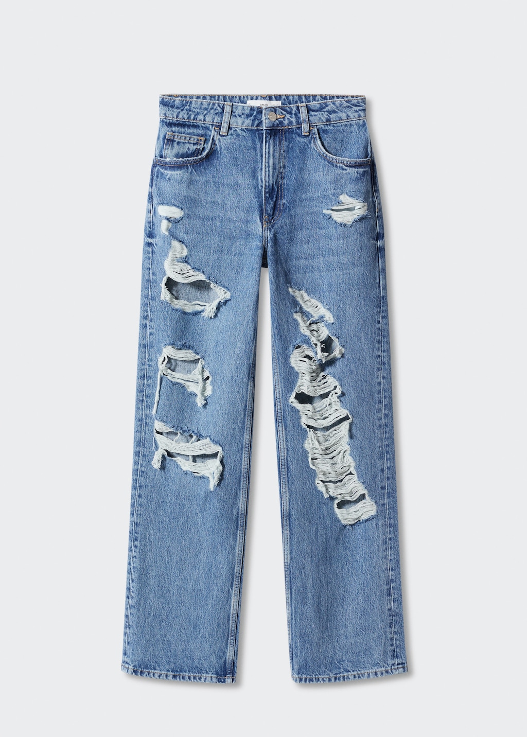 Ripped high-rise straight jeans - Article without model