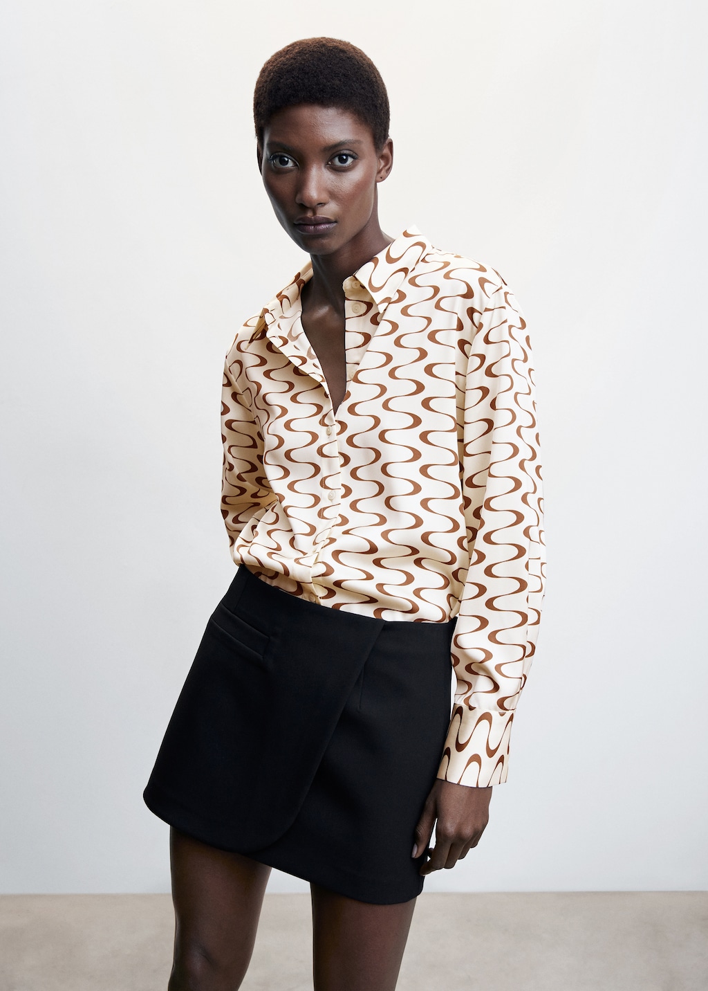 Satin print shirt - Woman <b>MANGO</b> OUTLET United Kingdom.