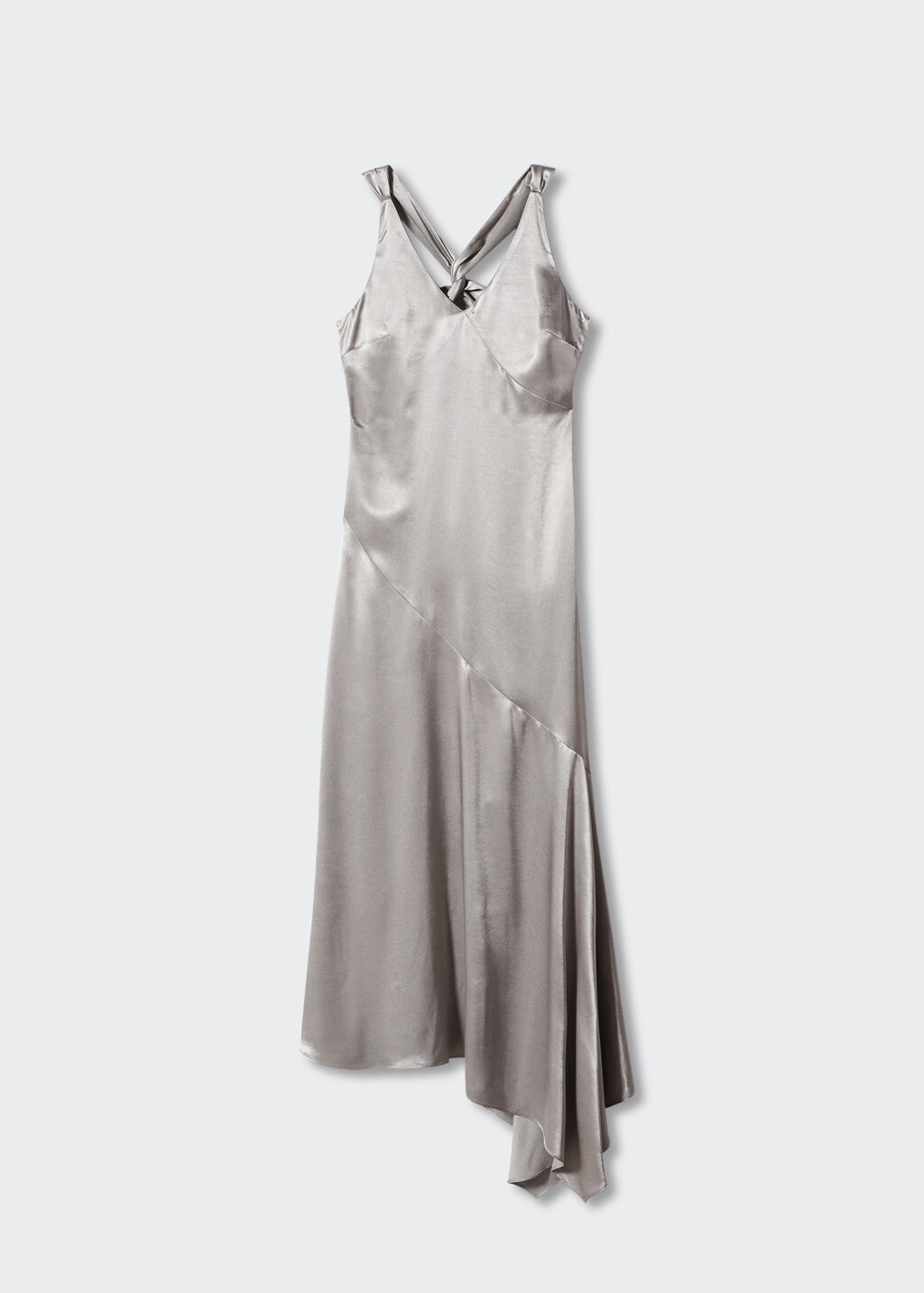 Asymmetrical satin-finish dress with asymmetrical hem - Article without model