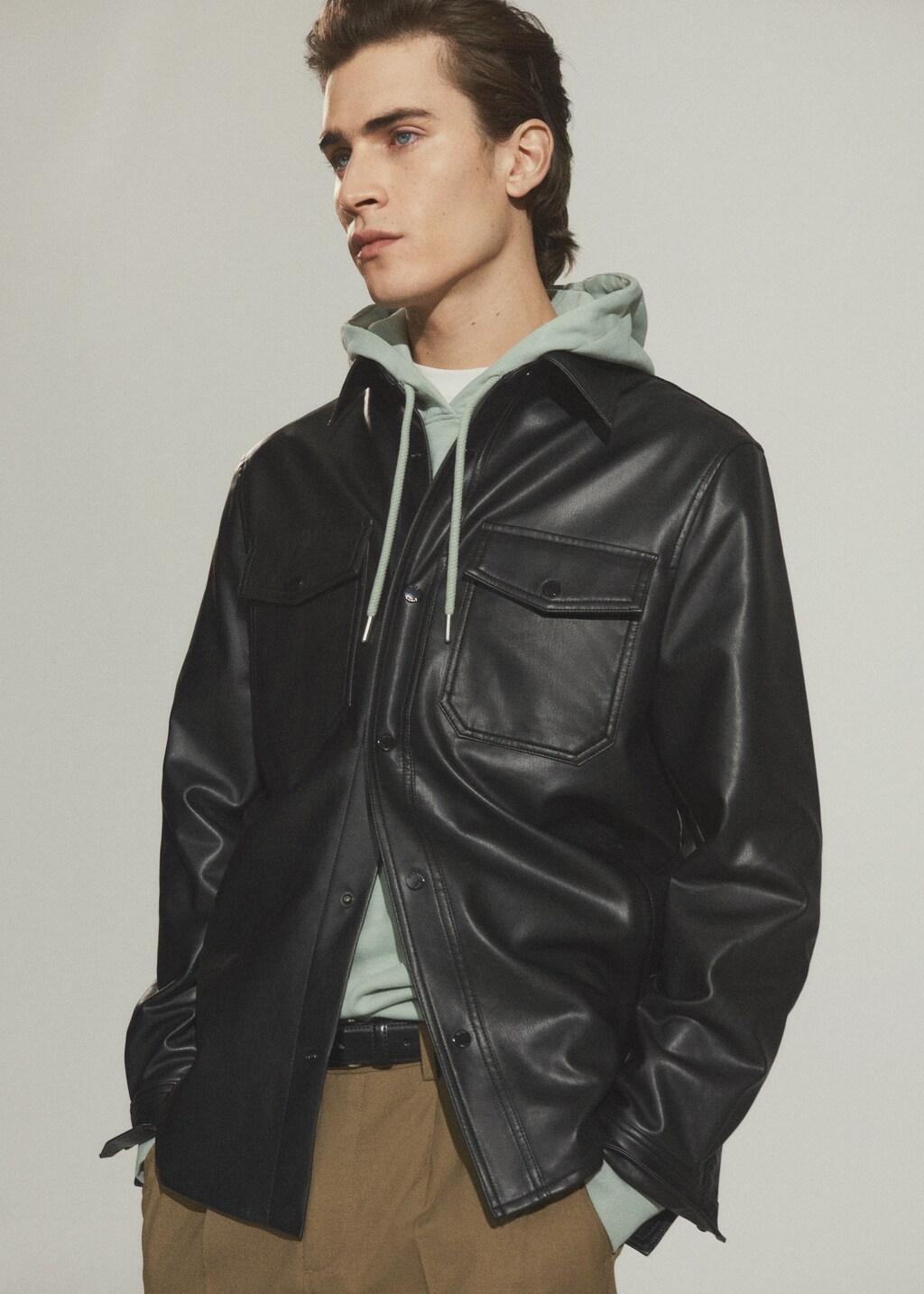 Leather-effect overshirt