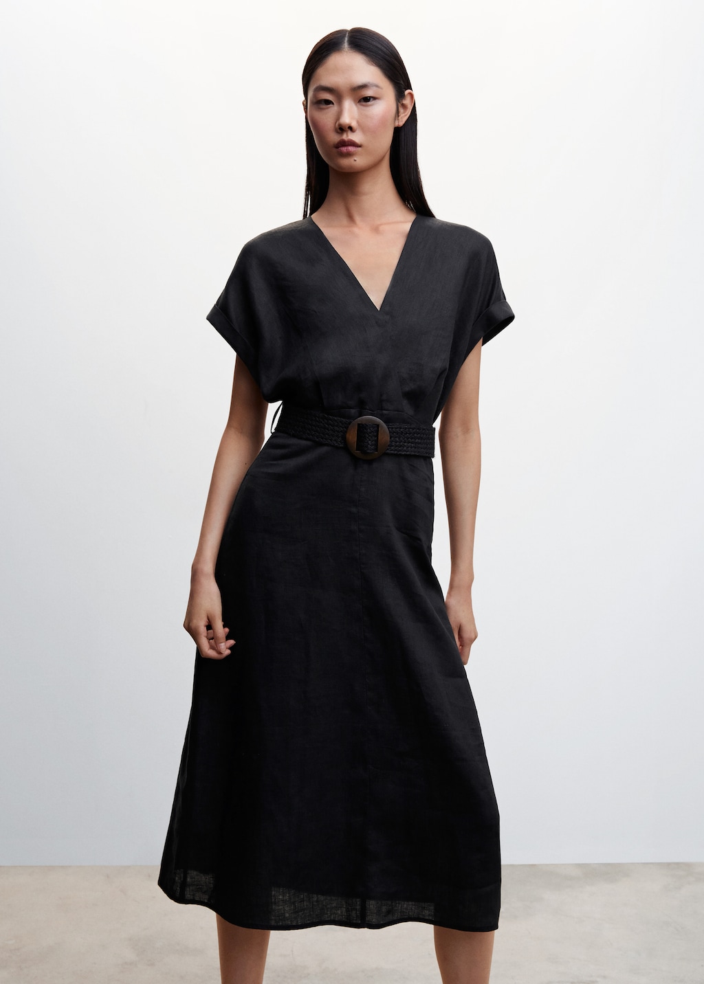 Belt linen dress - Medium plane