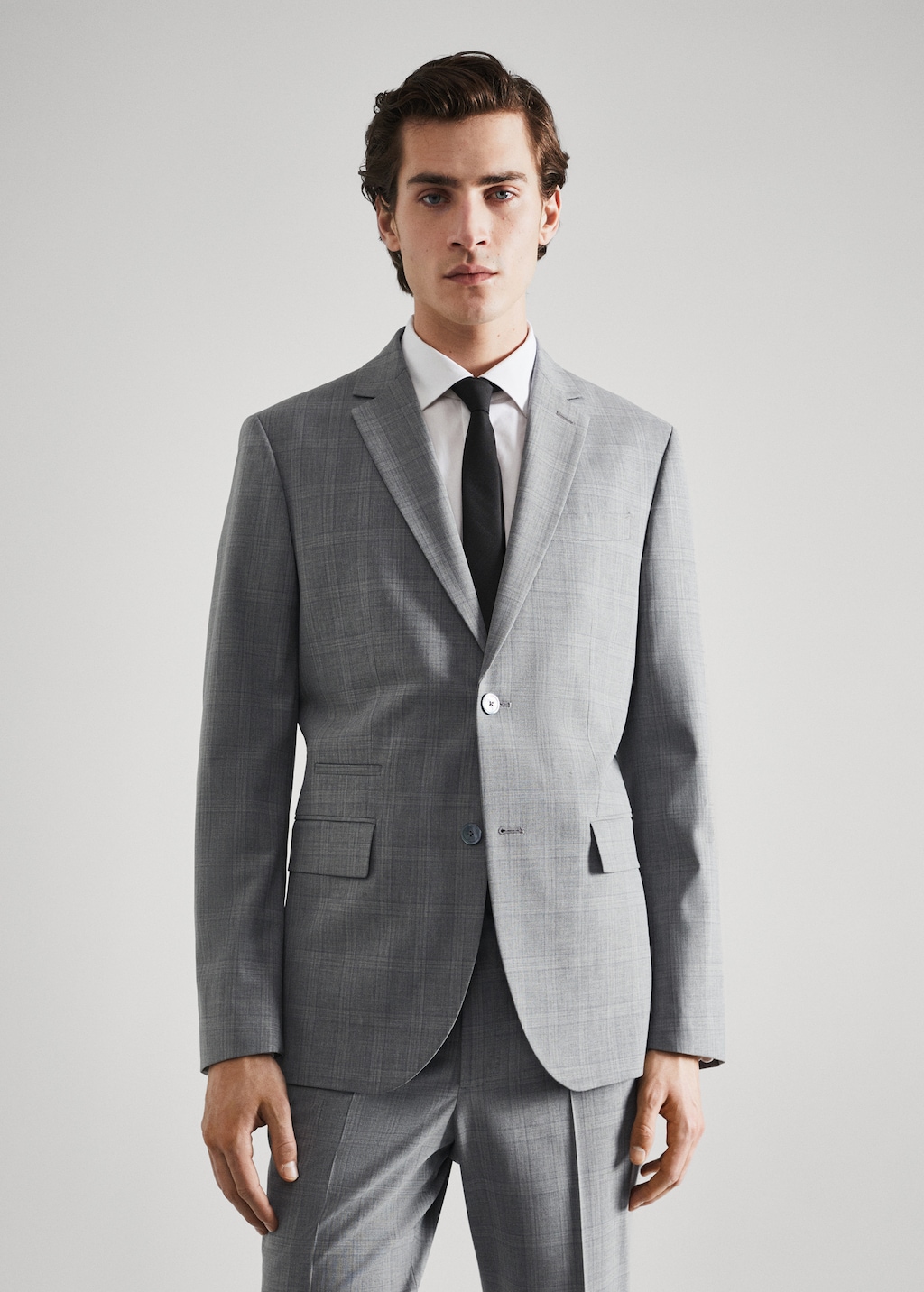 Check slim-fit wool suit jacket - Medium plane