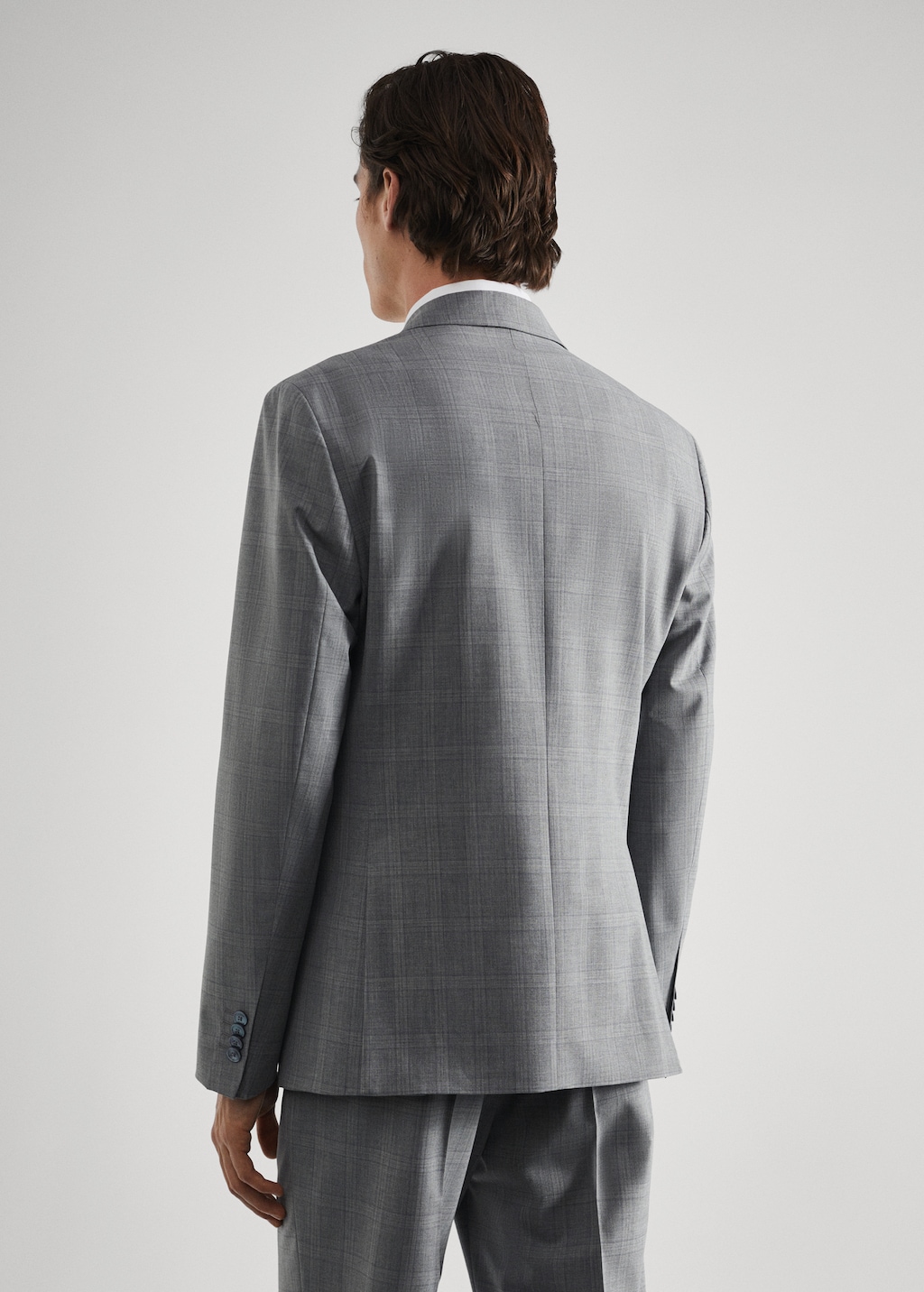 Check slim-fit wool suit jacket - Reverse of the article