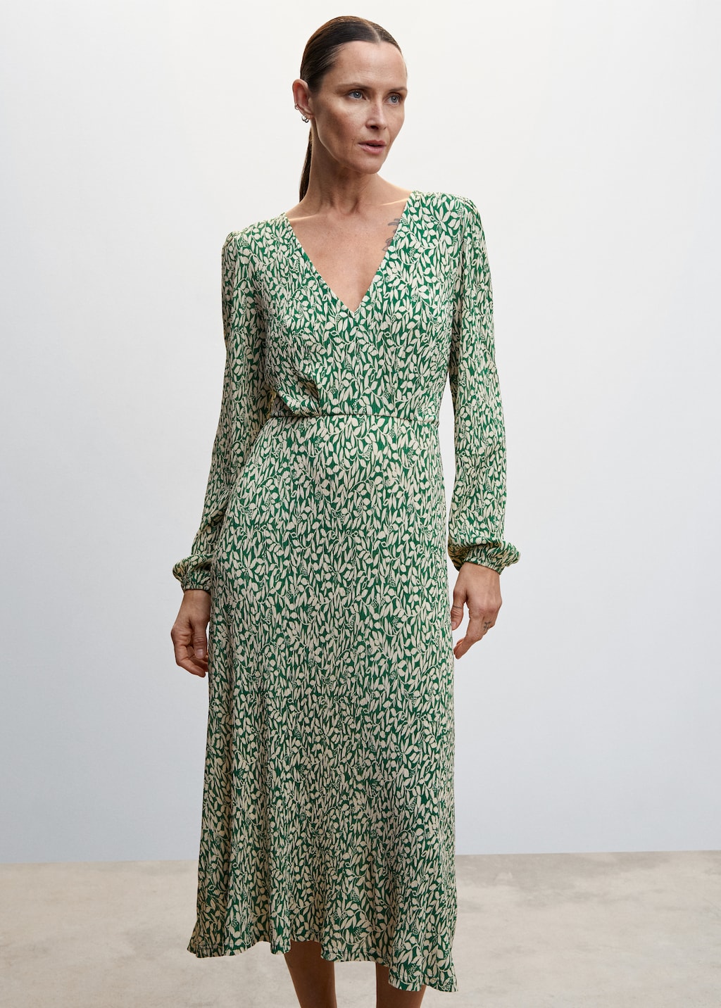 Vestido estampado textura - Mulher | MANGO OUTLET Portugal