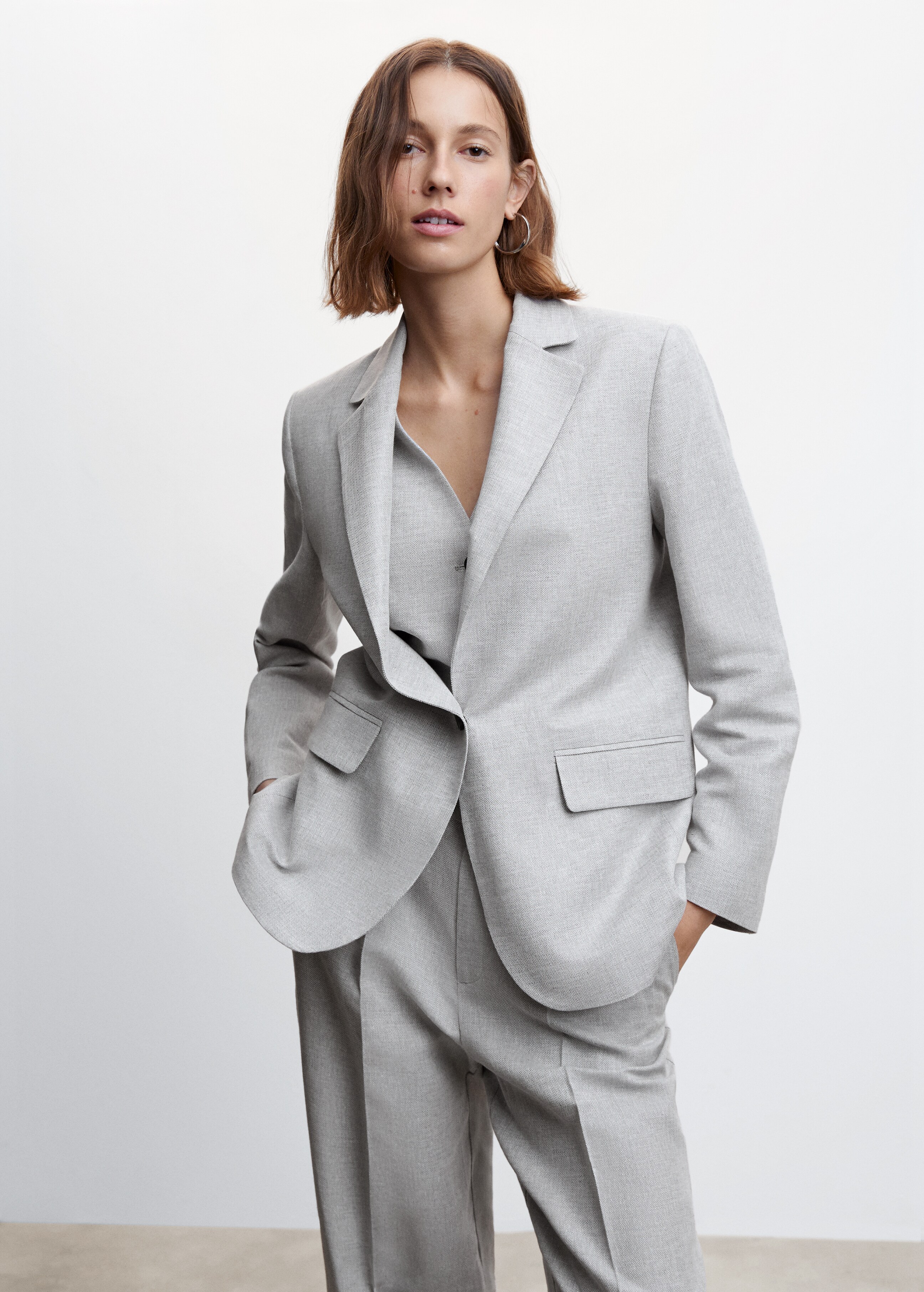 Herringbone linen suit jacket - Medium plane