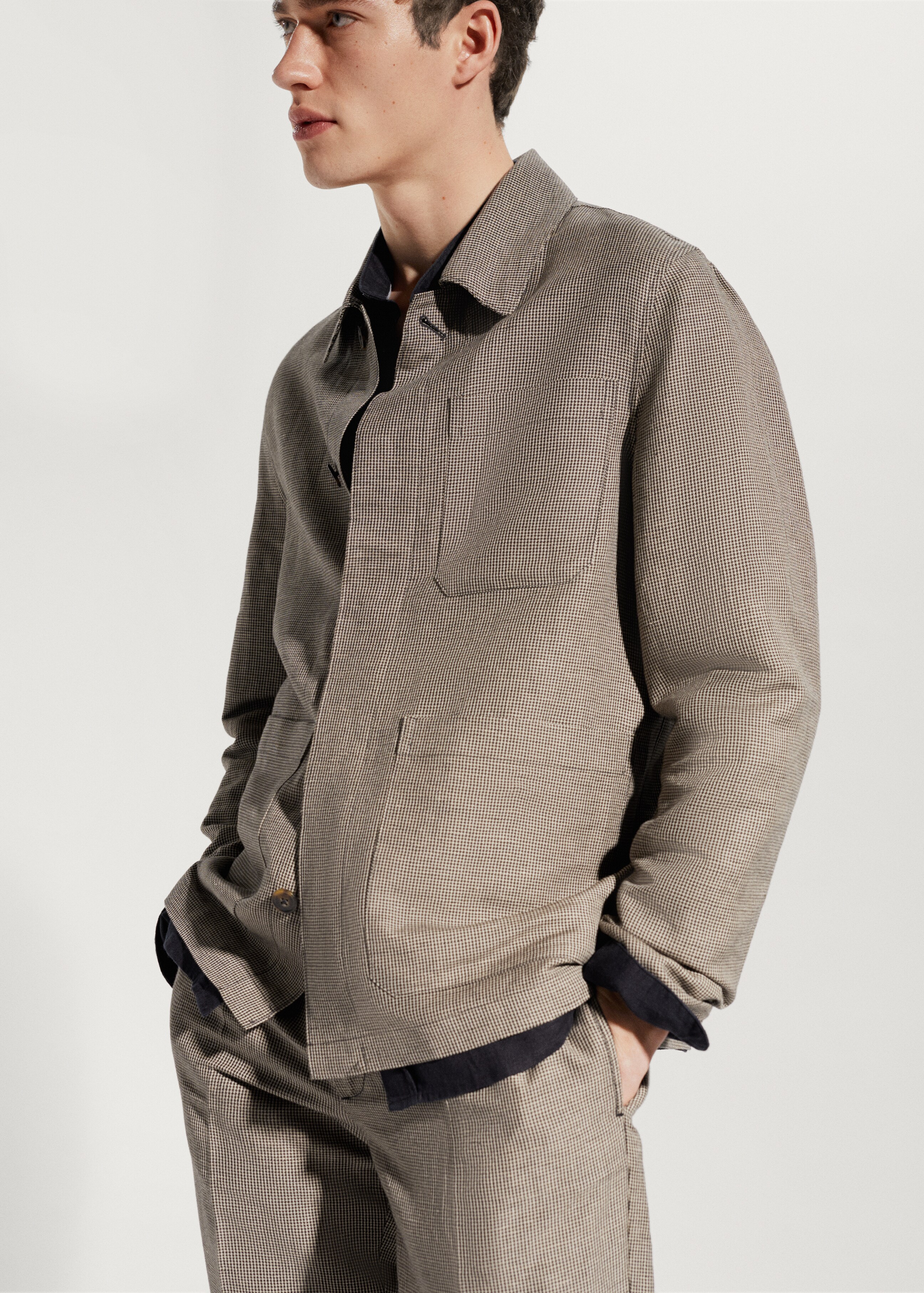 Houndstooth linen overshirt  - Details of the article 4