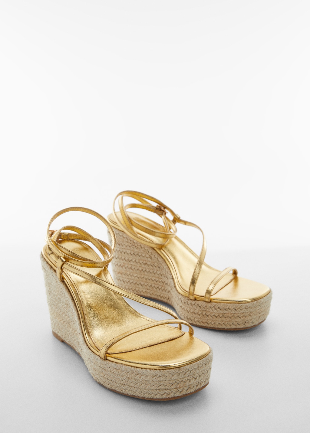 Metallic wedge sandals with straps  - Medium plane