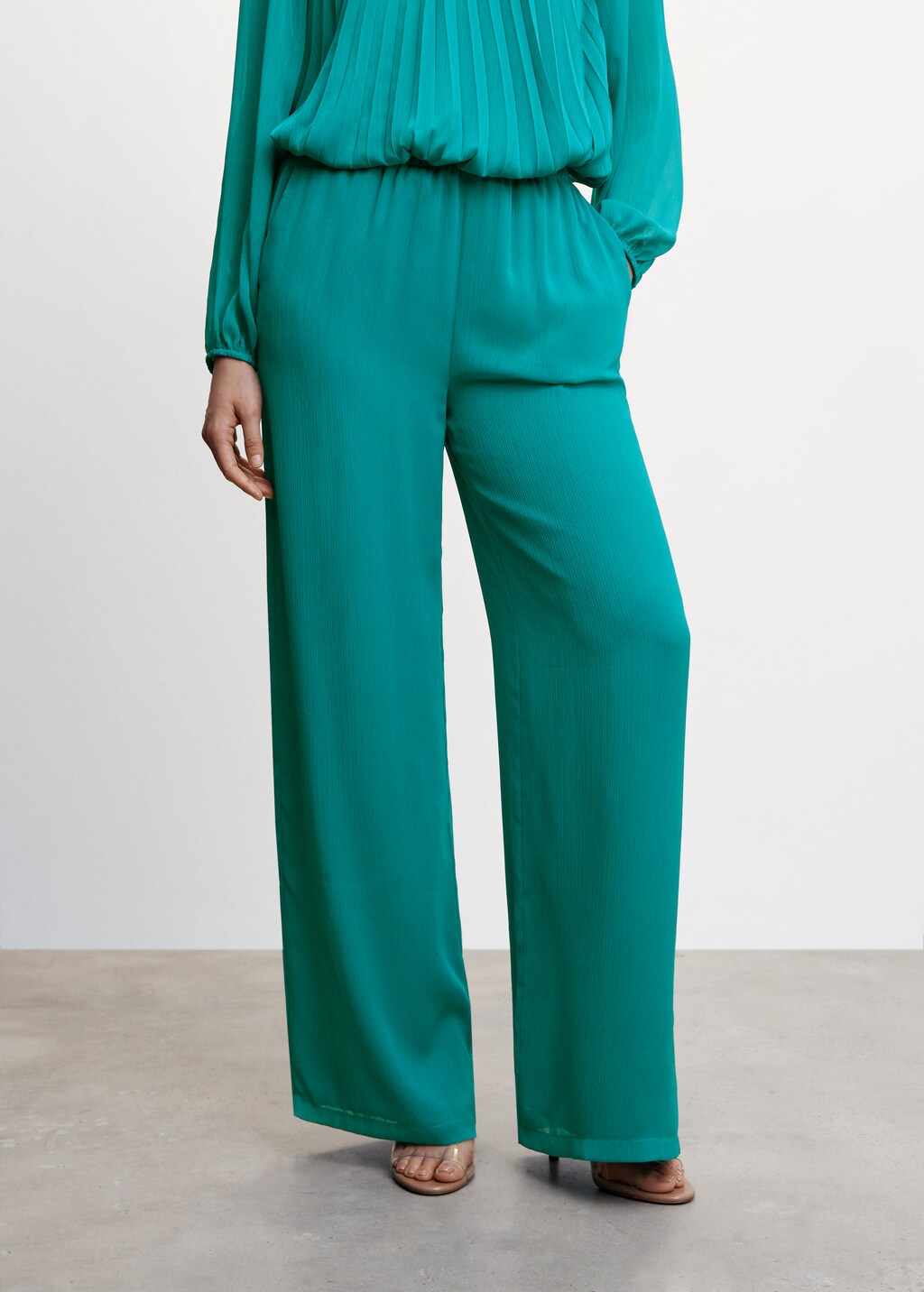 Textured palazzo trousers - Medium plane