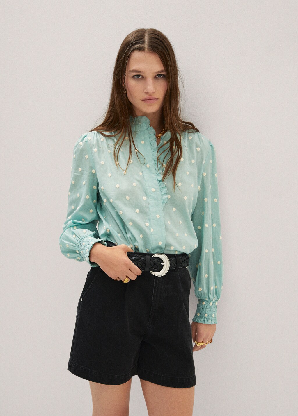 Ruffled plumeti blouse - Medium plane