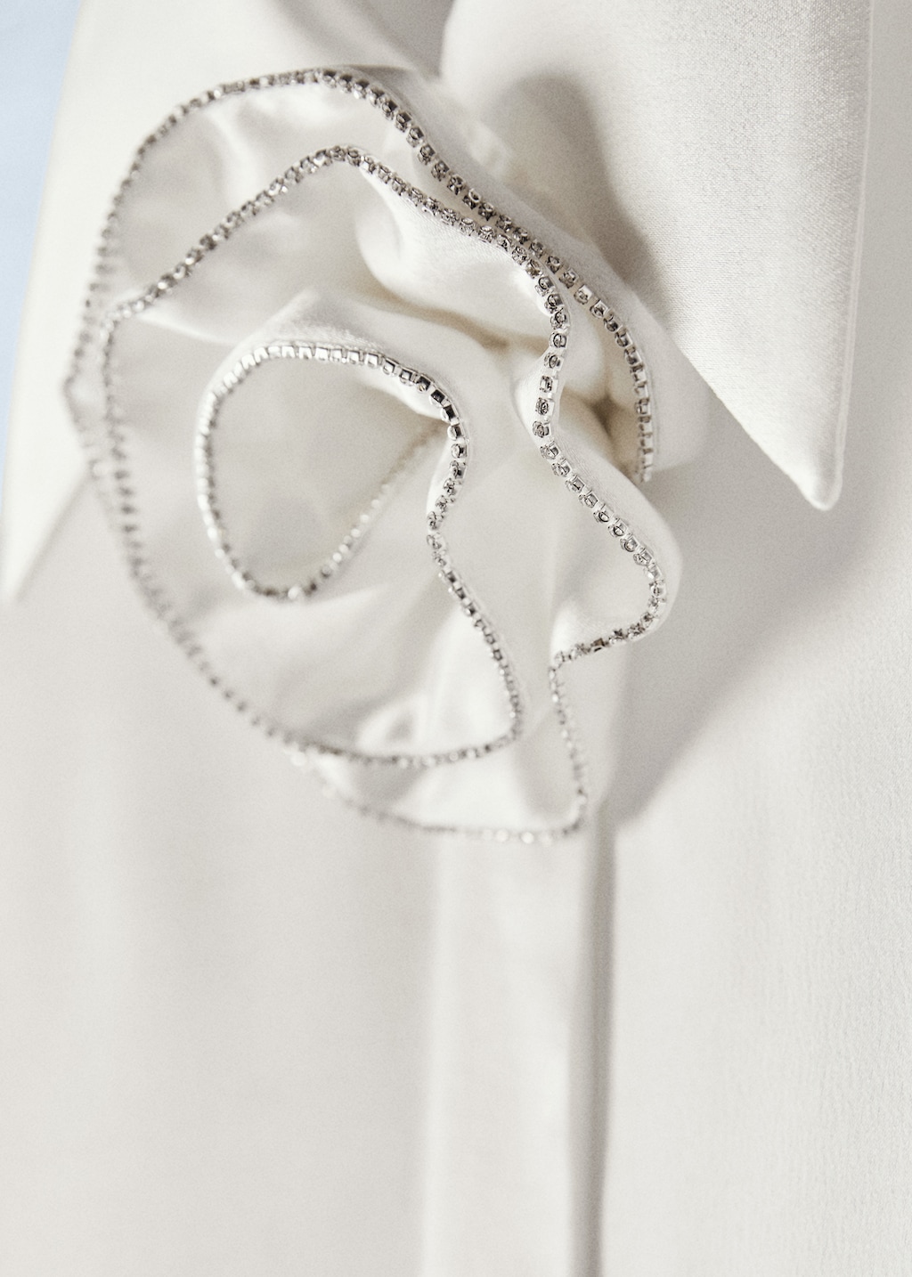 Maxi flower rhinestone satin shirt - Details of the article 8