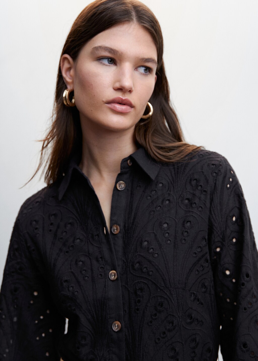 Openwork detail shirt dress - Details of the article 1