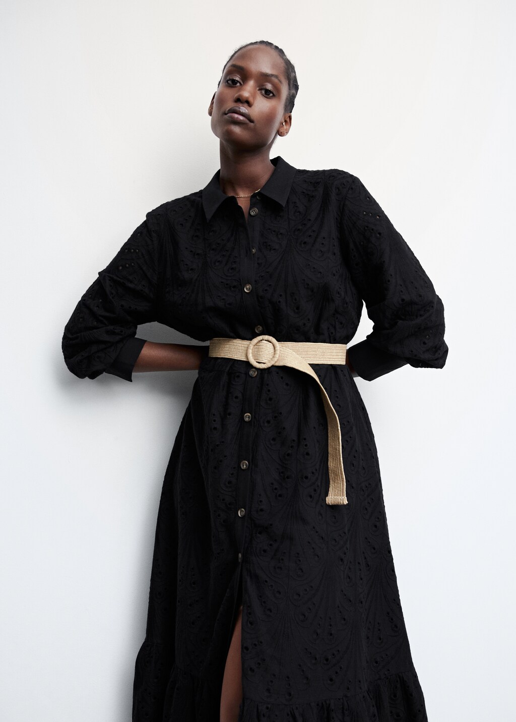 Openwork detail shirt dress - Details of the article 5