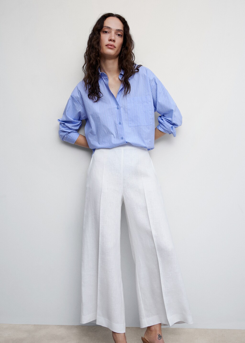 Pantalon style jupe-culotte 100 % lin  - Détail de l'article 2