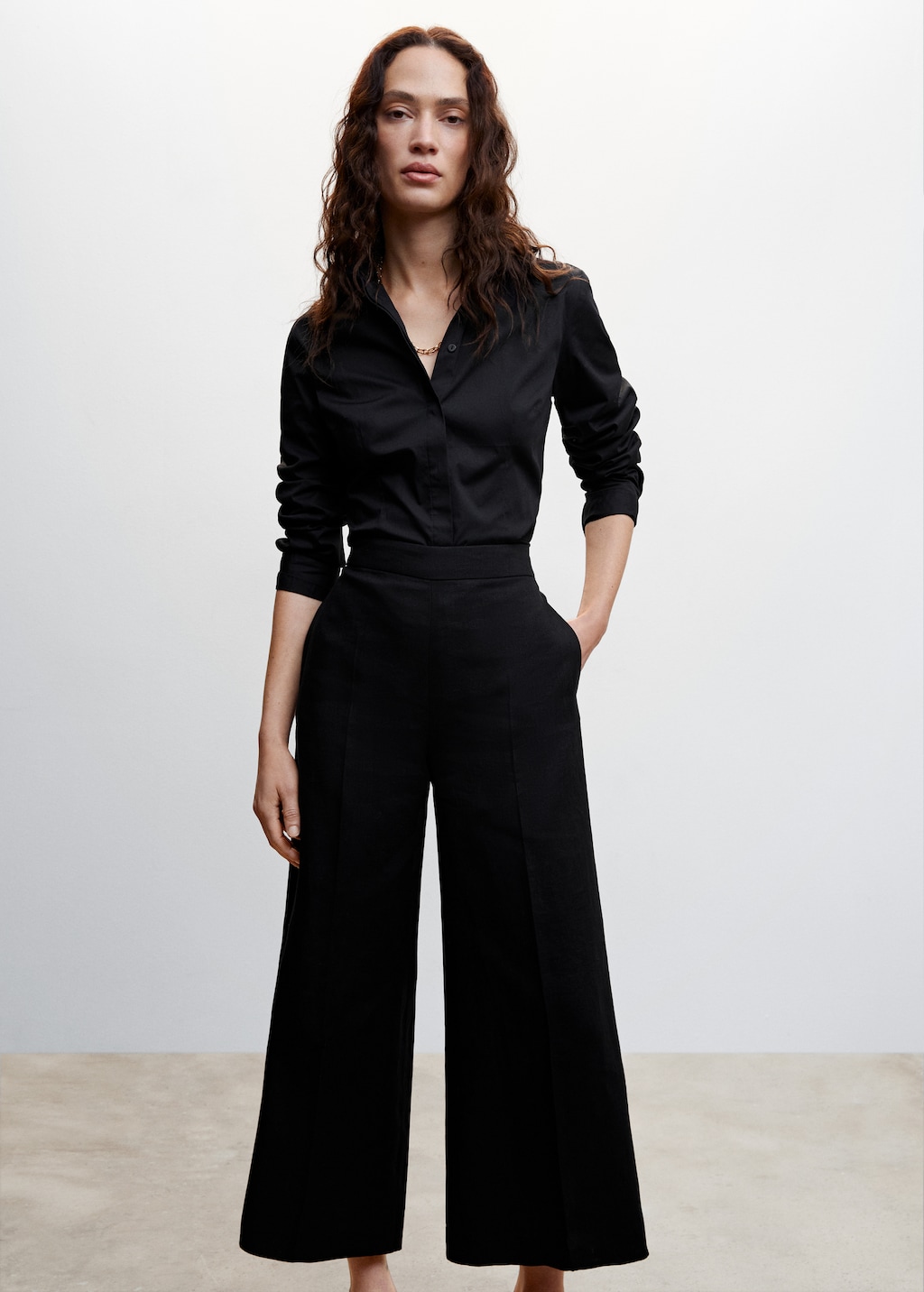 Pantalon style jupe-culotte 100 % lin  - Détail de l'article 1