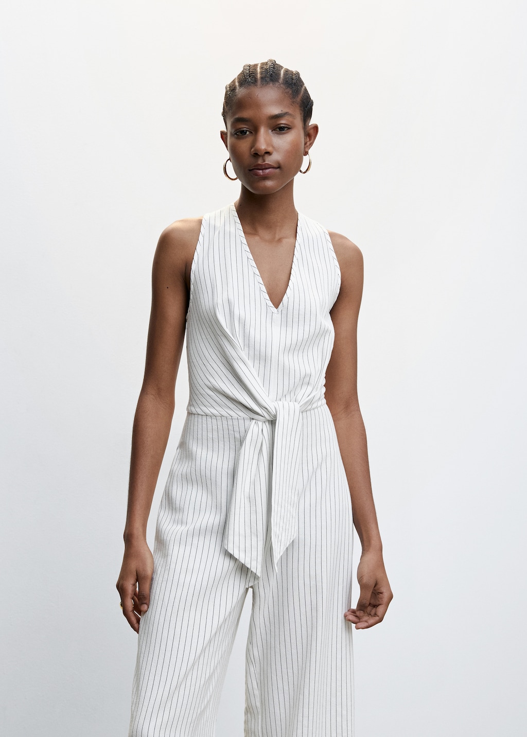 Mango striped jumpsuit on sale