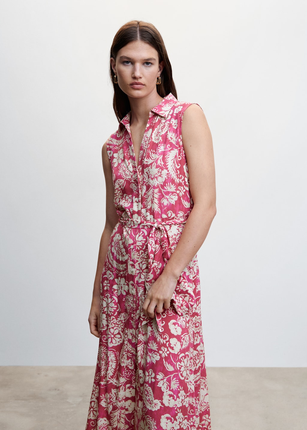 Mango floral shirt dress best sale