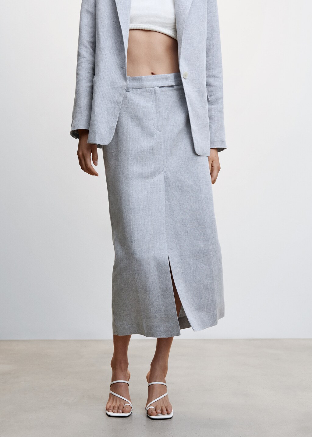 Linen skirt with slit - Medium plane