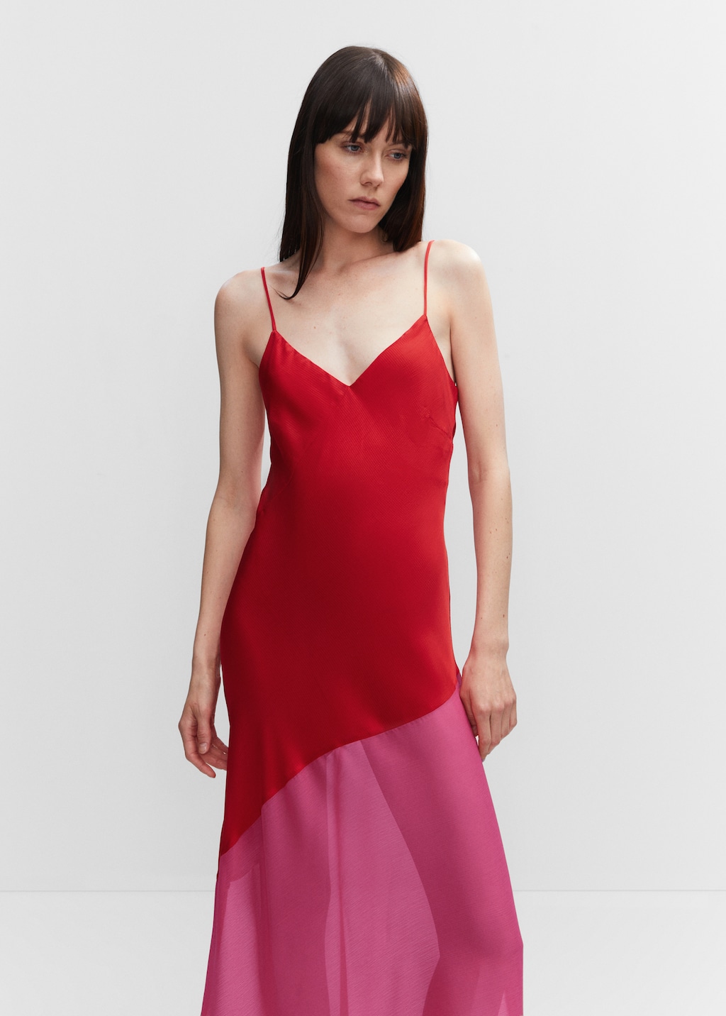 Asymmetrical semi-sheer panel dress - Medium plane