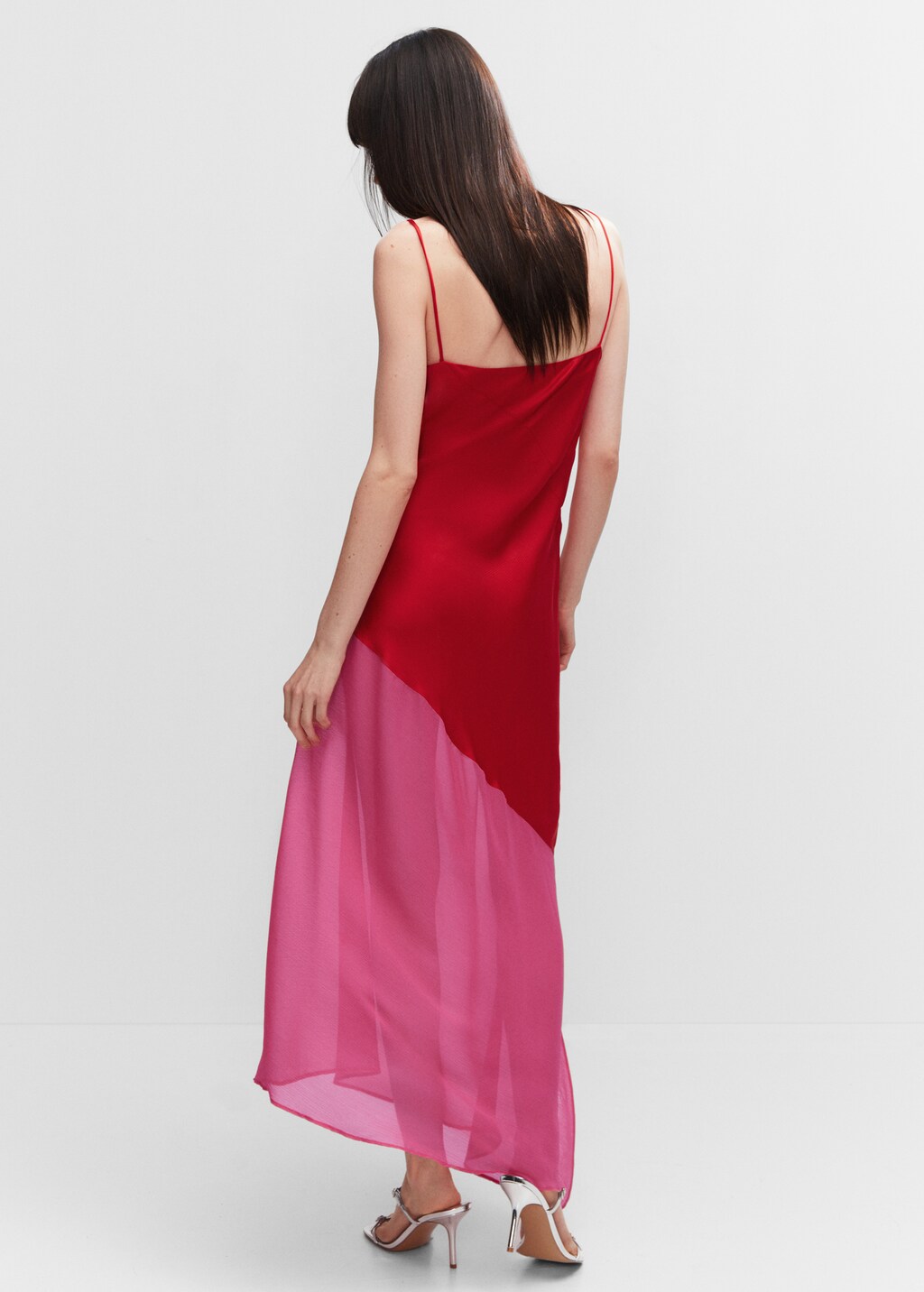 Asymmetrical semi-sheer panel dress - Reverse of the article