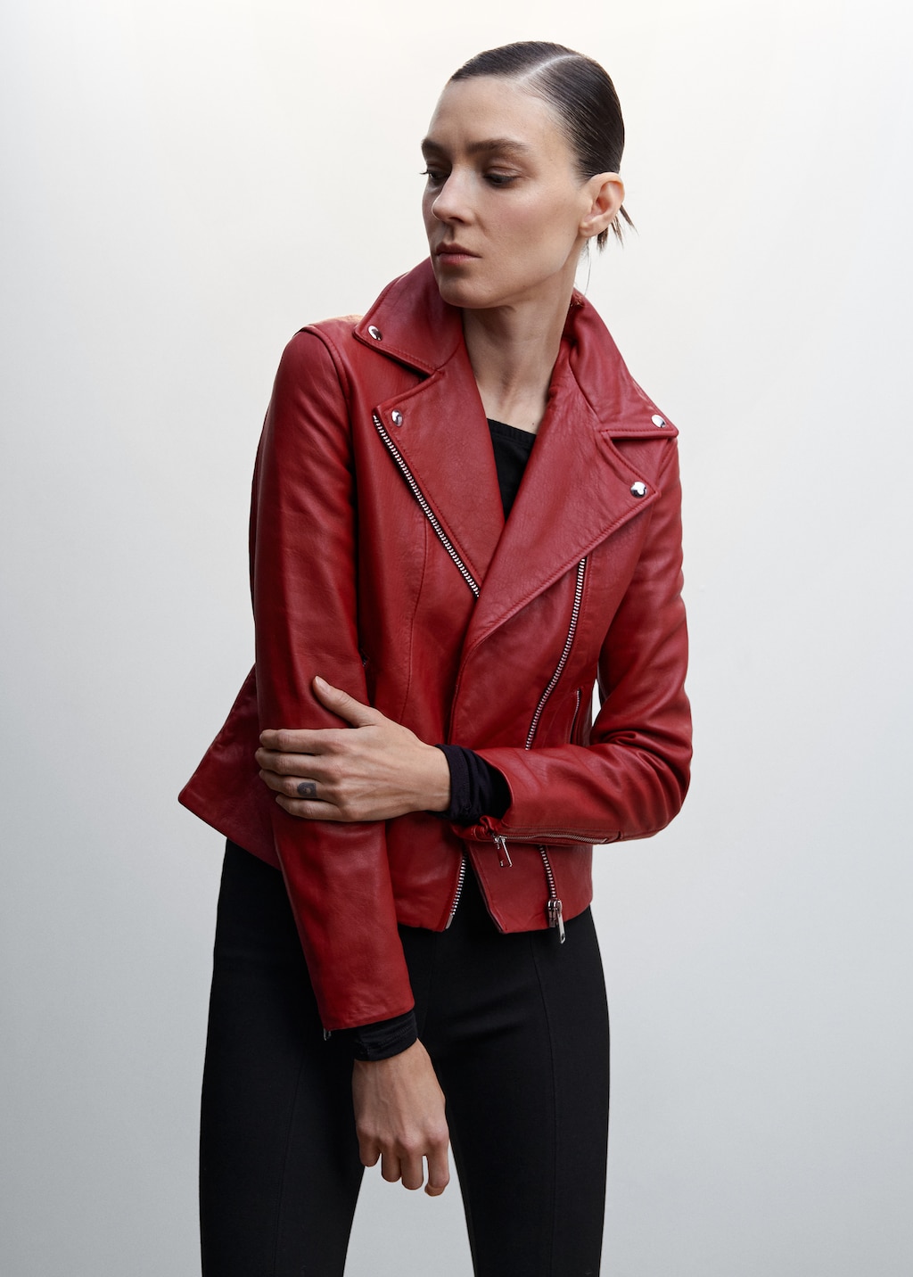 Leather biker jacket - Medium plane