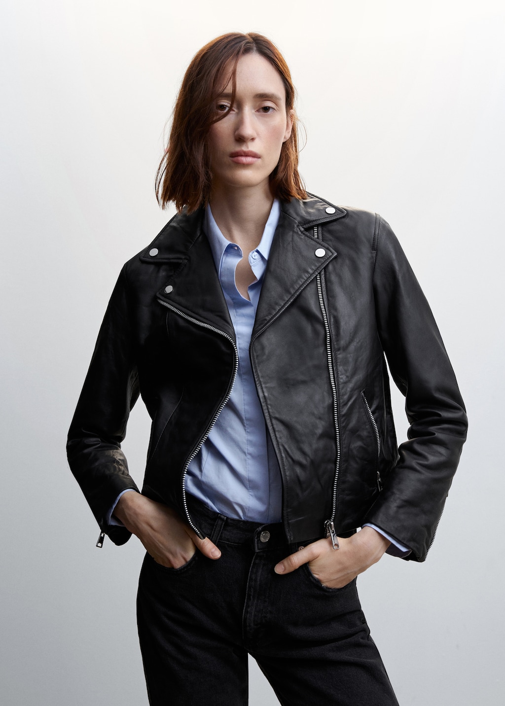 Leather biker jacket - Medium plane