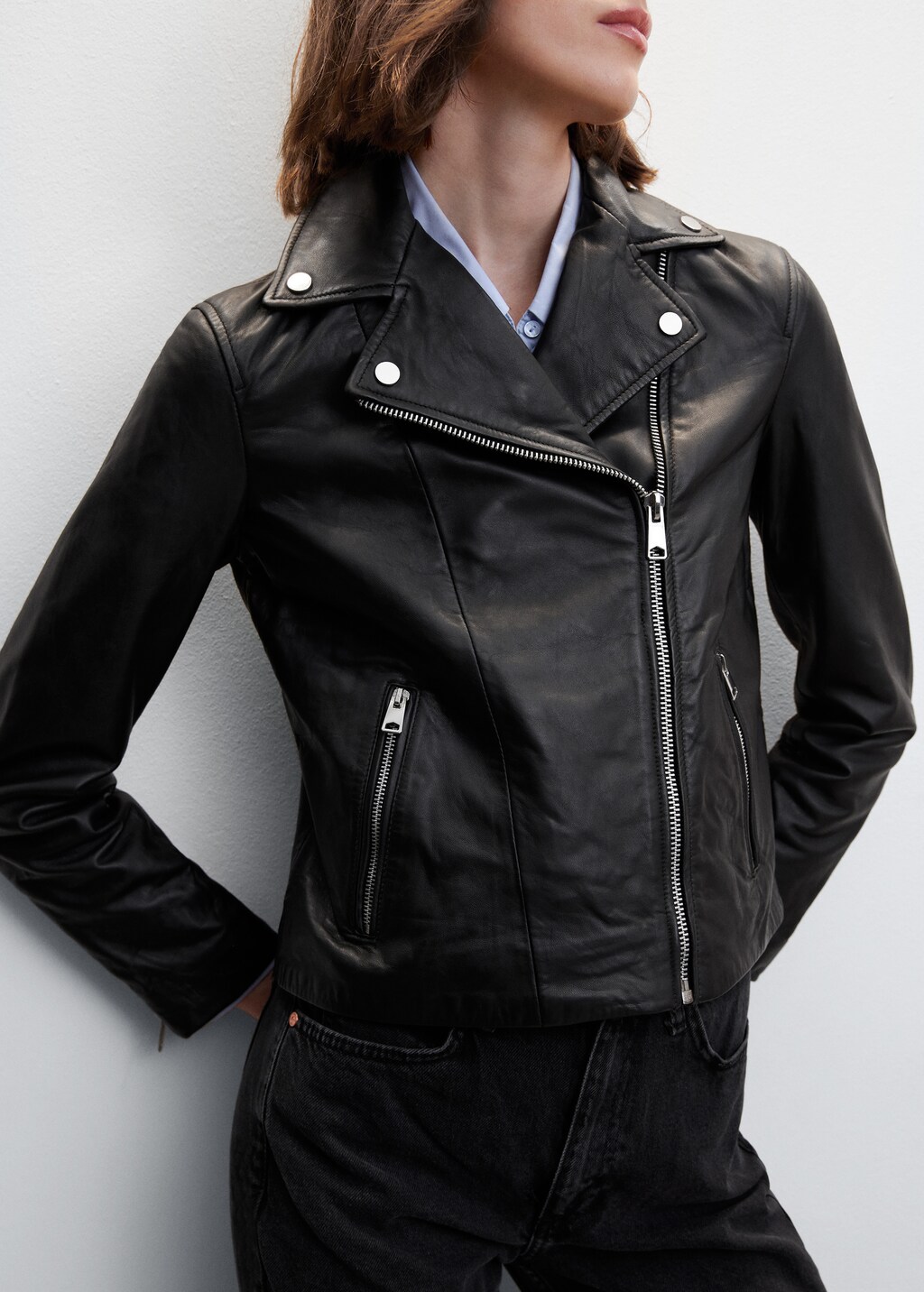 Leather biker jacket - Details of the article 6