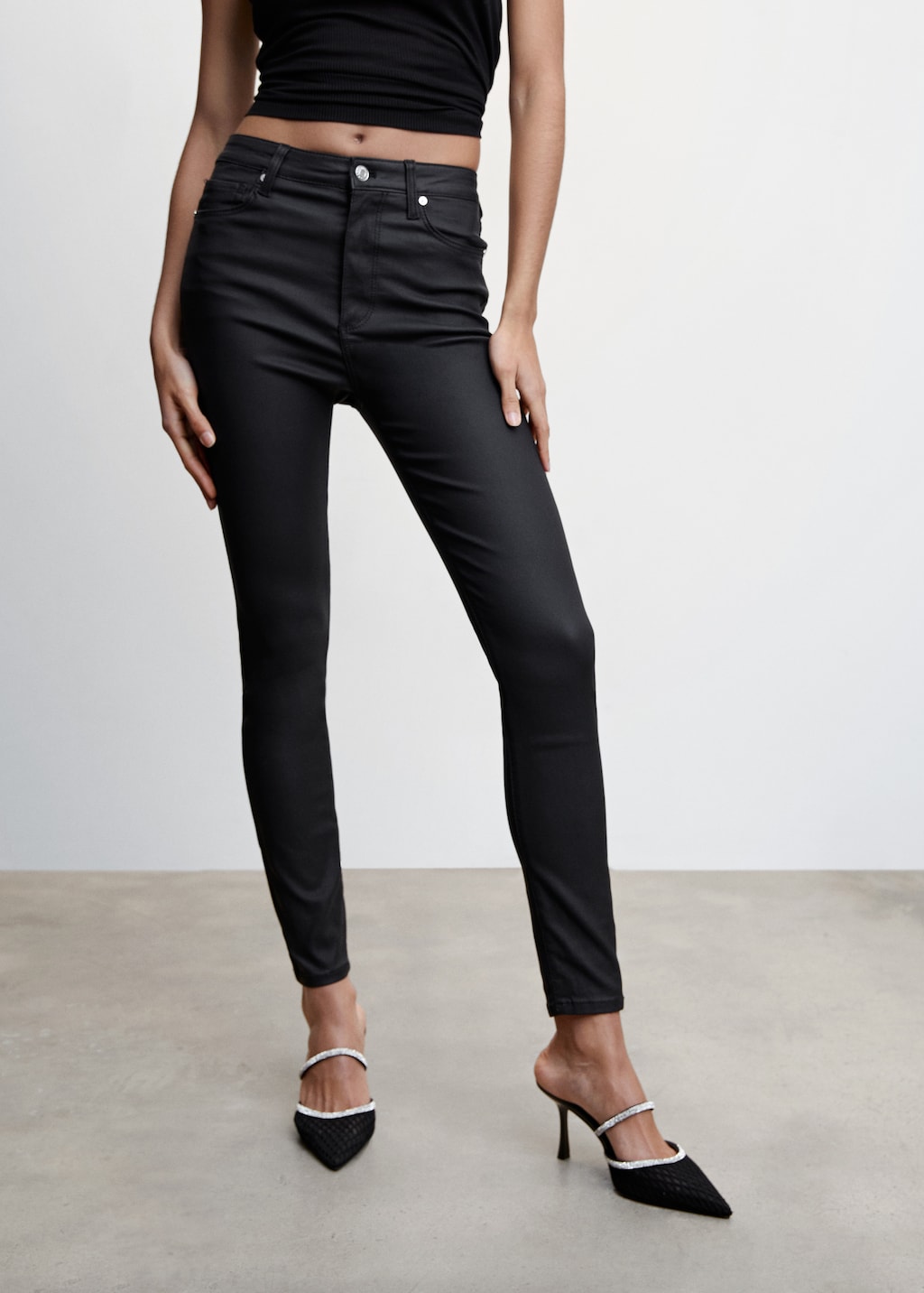 Waxed high-rise skinny jeans - Medium plane