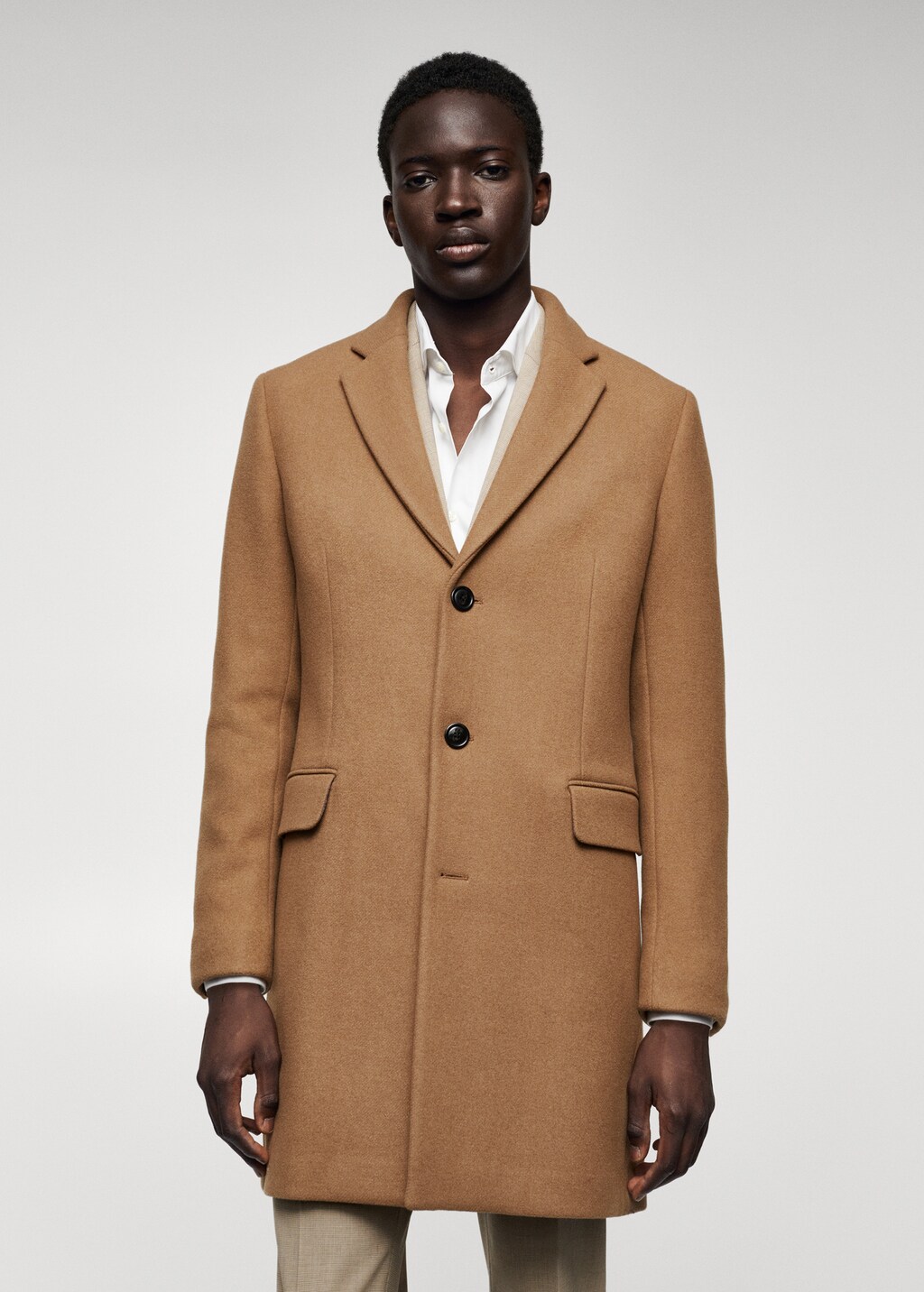 Long recycled wool coat - Medium plane