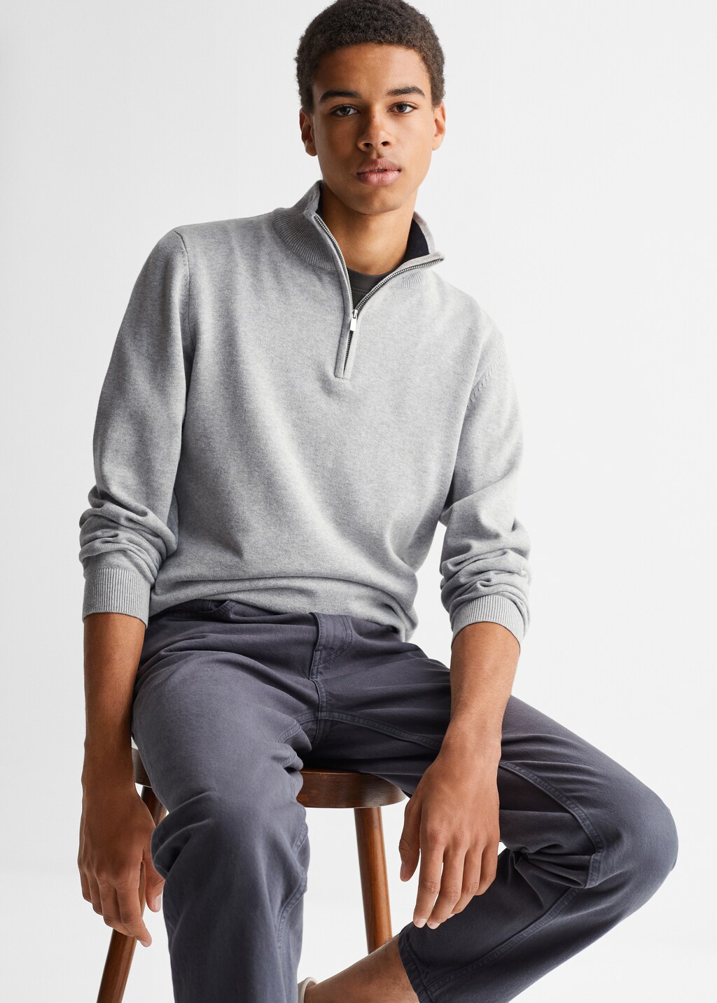 Perkins-neck sweater with zip - Details of the article 2