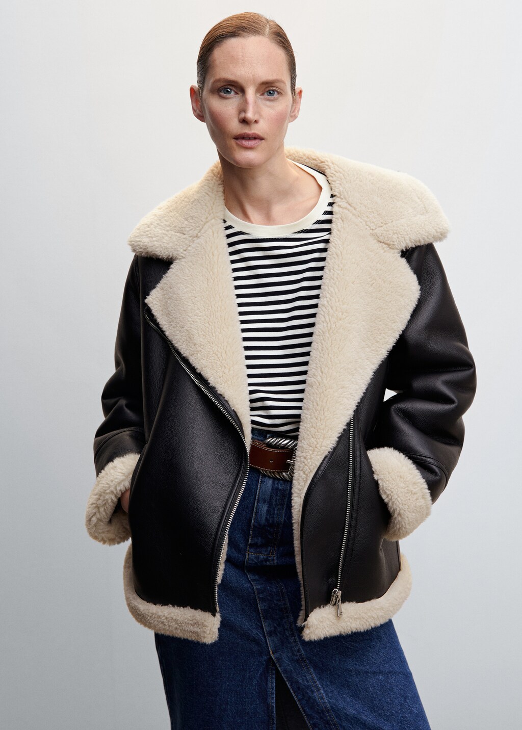 Faux shearling-lined jacket - Medium plane