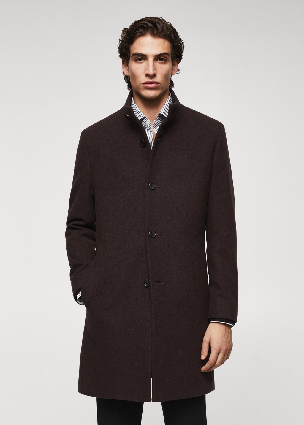 Wool funnel neck coat - Medium plane