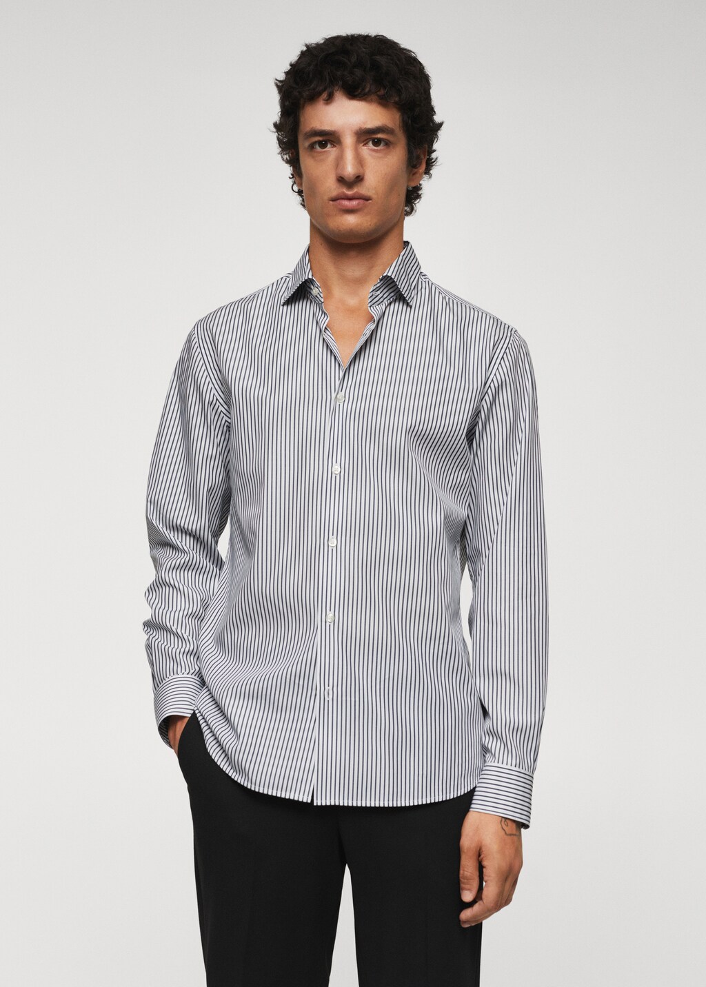 Slim fit striped cotton shirt - Medium plane