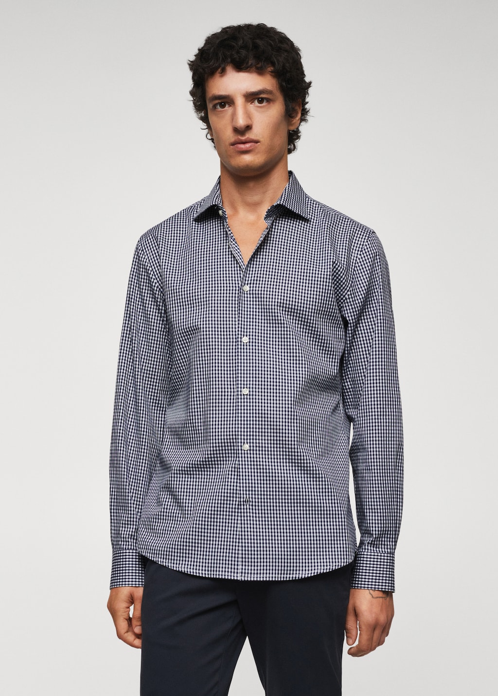 Gingham check cotton shirt - Man | MANGO OUTLET USA