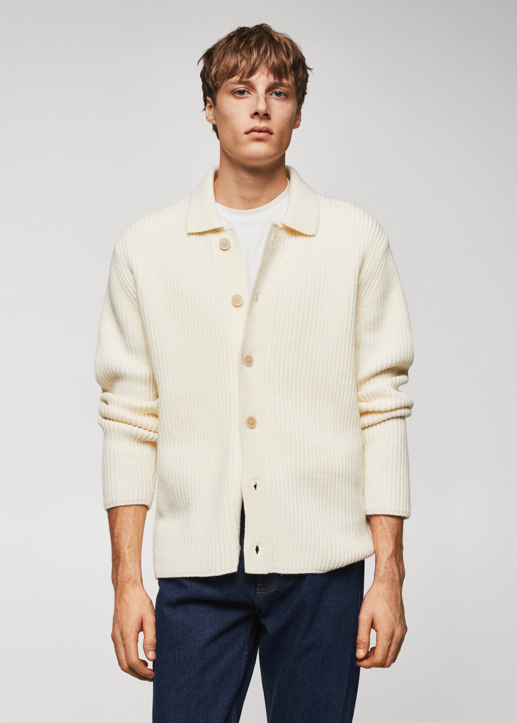 Structured wool cardigan - Medium plane