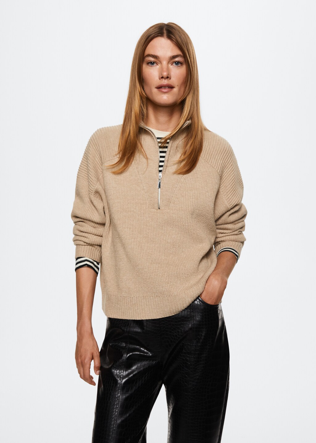 High neck sweater with zip - Medium plane