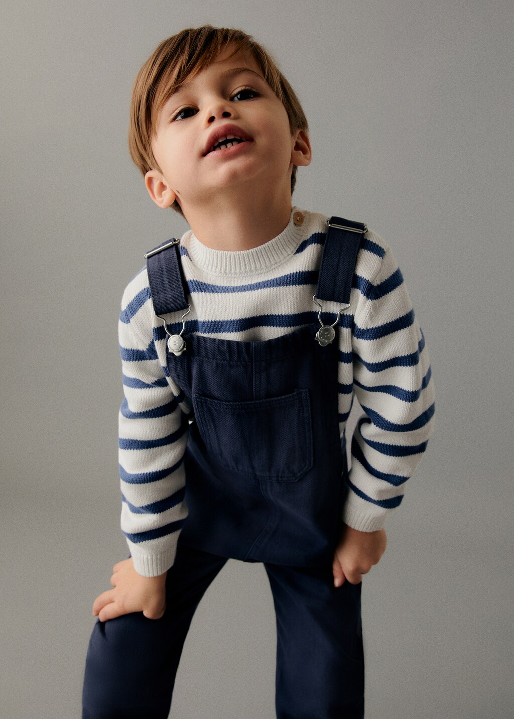 Denim buttoned dungarees - Medium plane