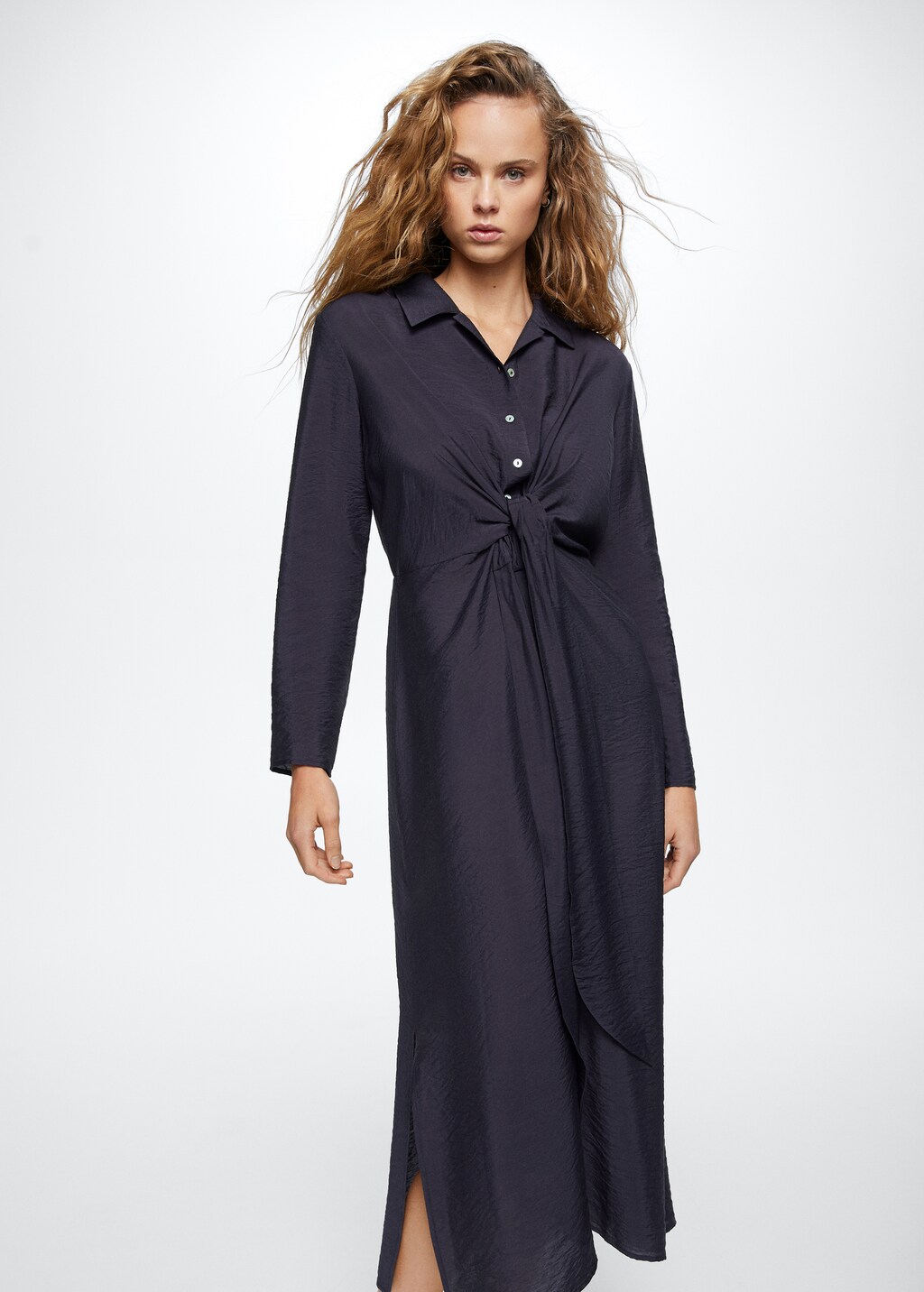 Knot detail shirt dress - Medium plane