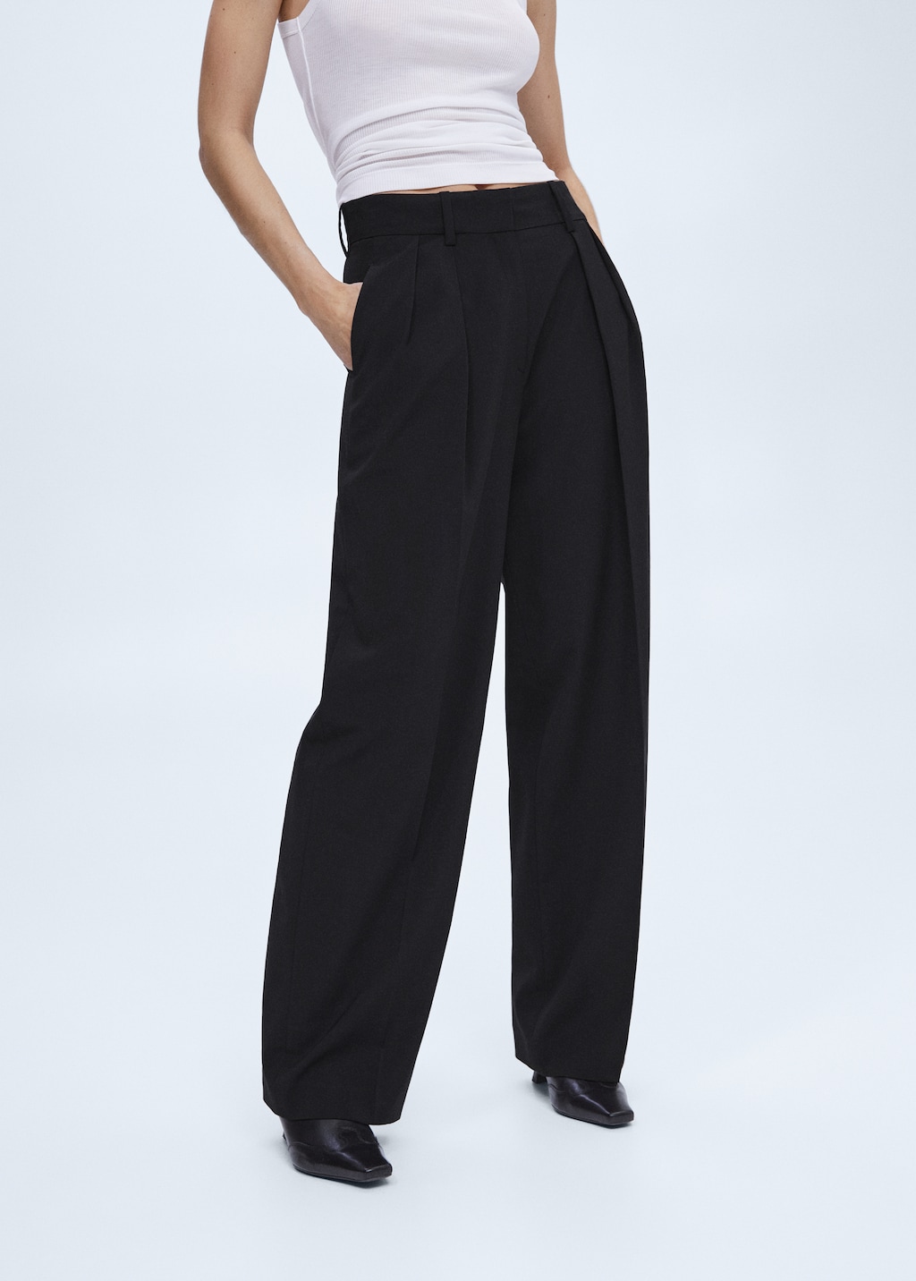 Wideleg pleated trousers - Medium plane