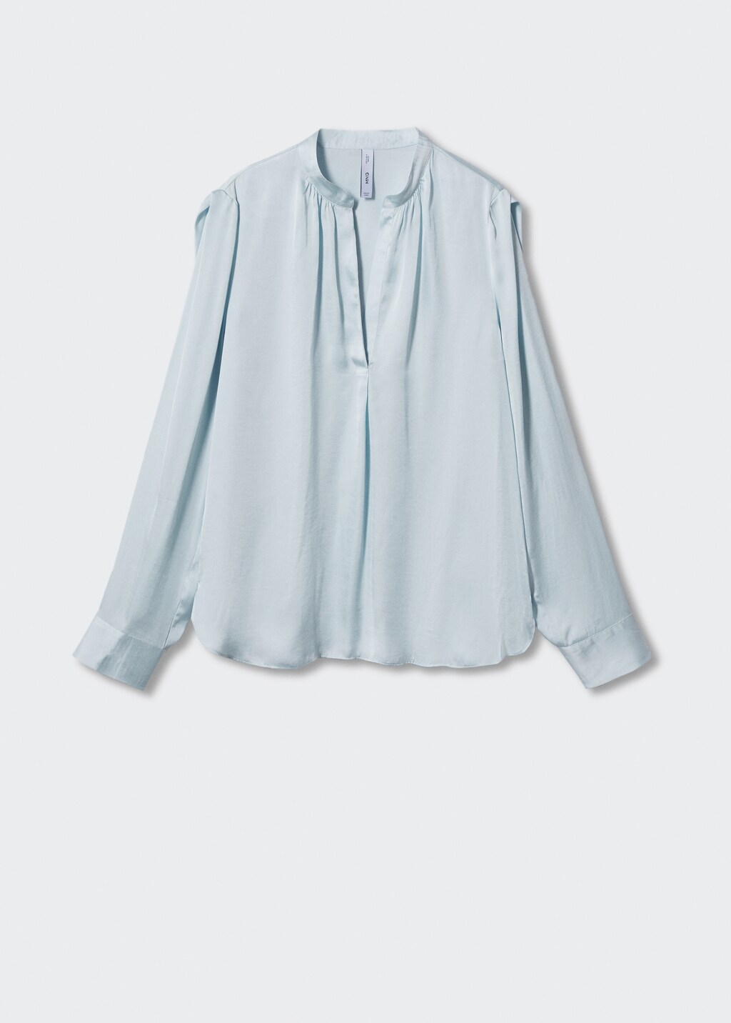 Mandarin-collar satin blouse - Women | MANGO OUTLET USA