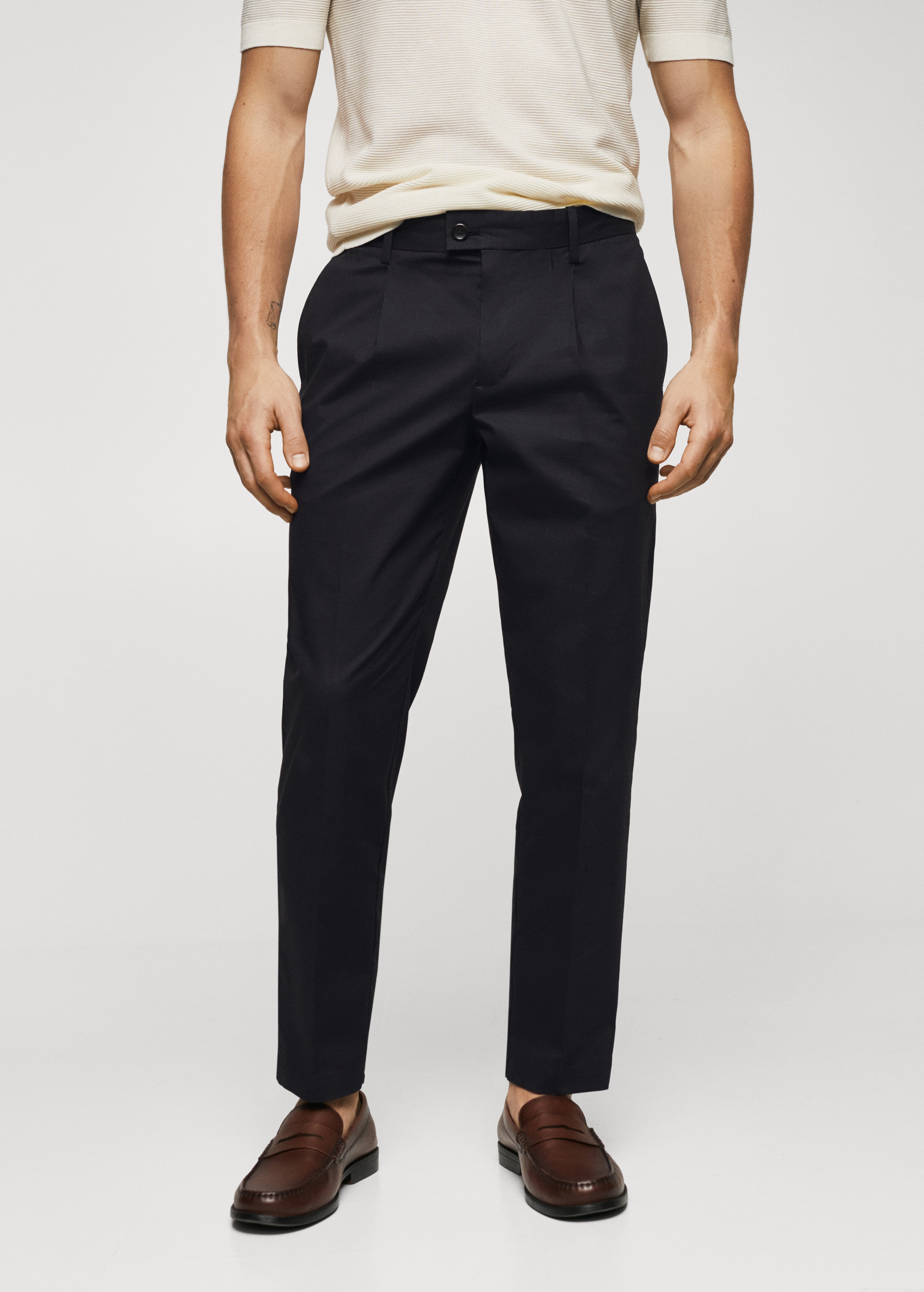 Cotton pleated trousers - Medium plane