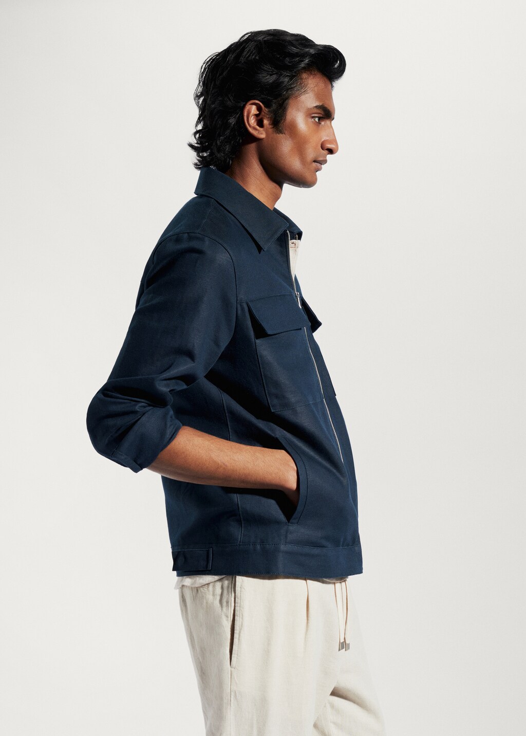 Pocket linen-blend jacket - Details of the article 2