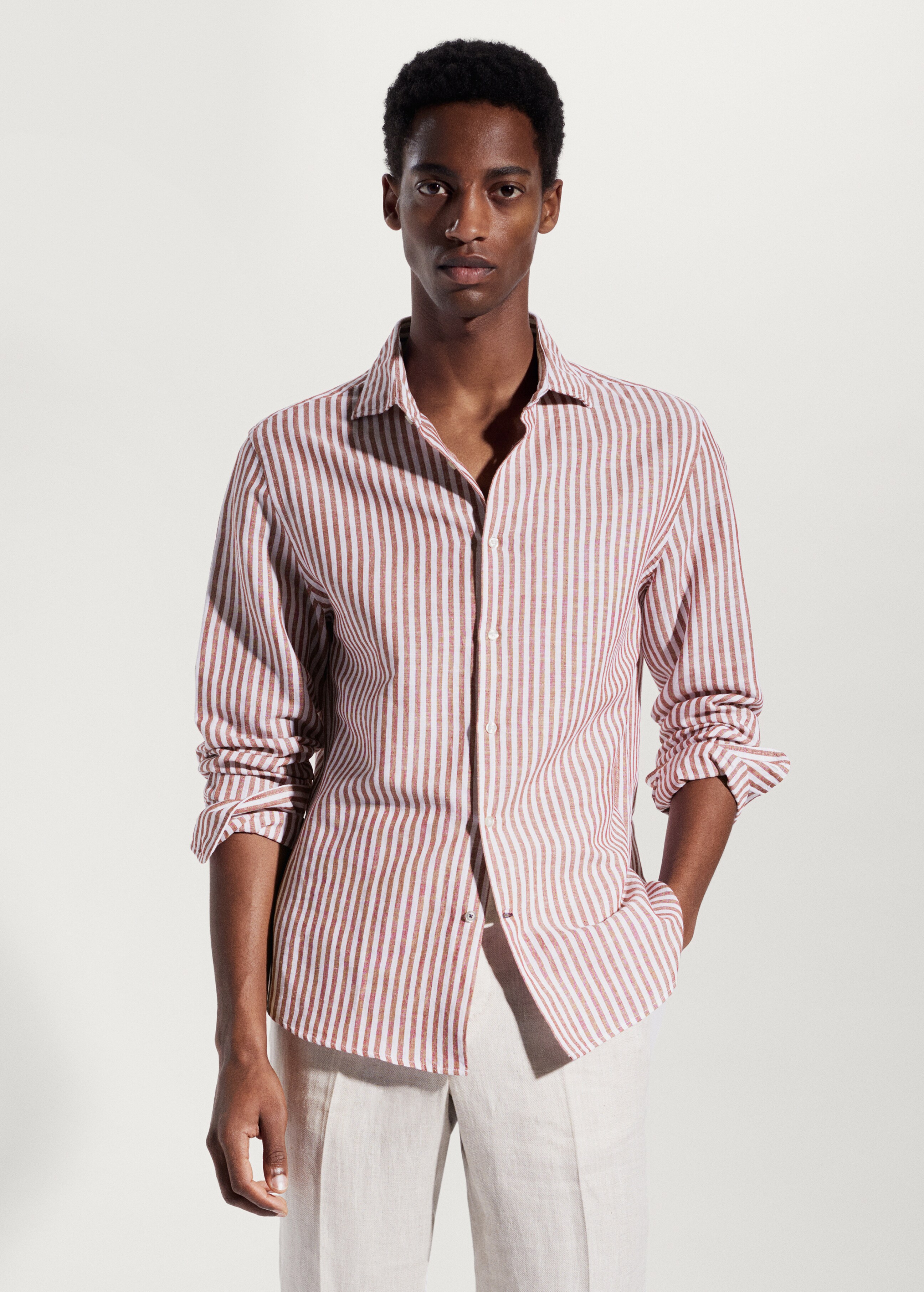 Slim fit striped linen shirt - Medium plane