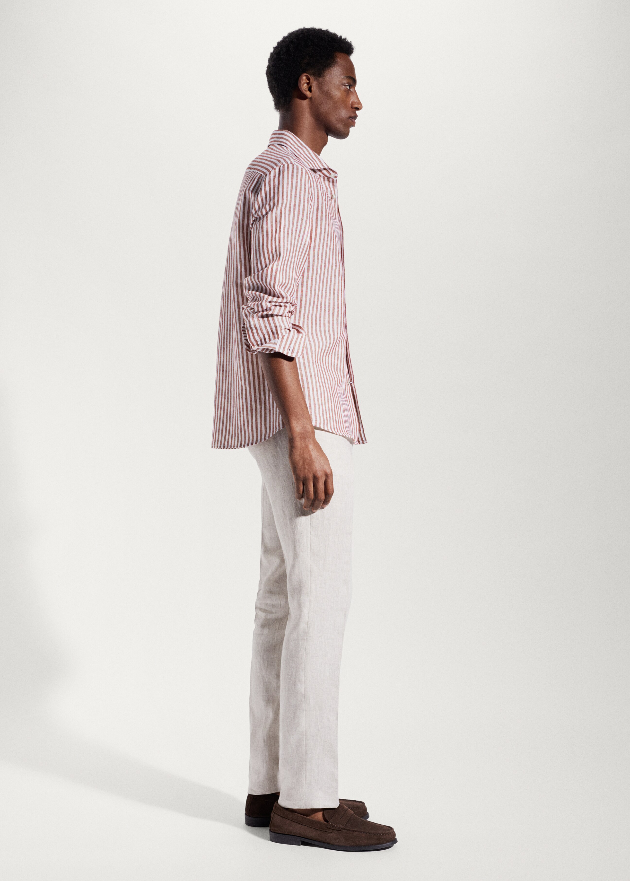 Slim fit striped linen shirt - Details of the article 2