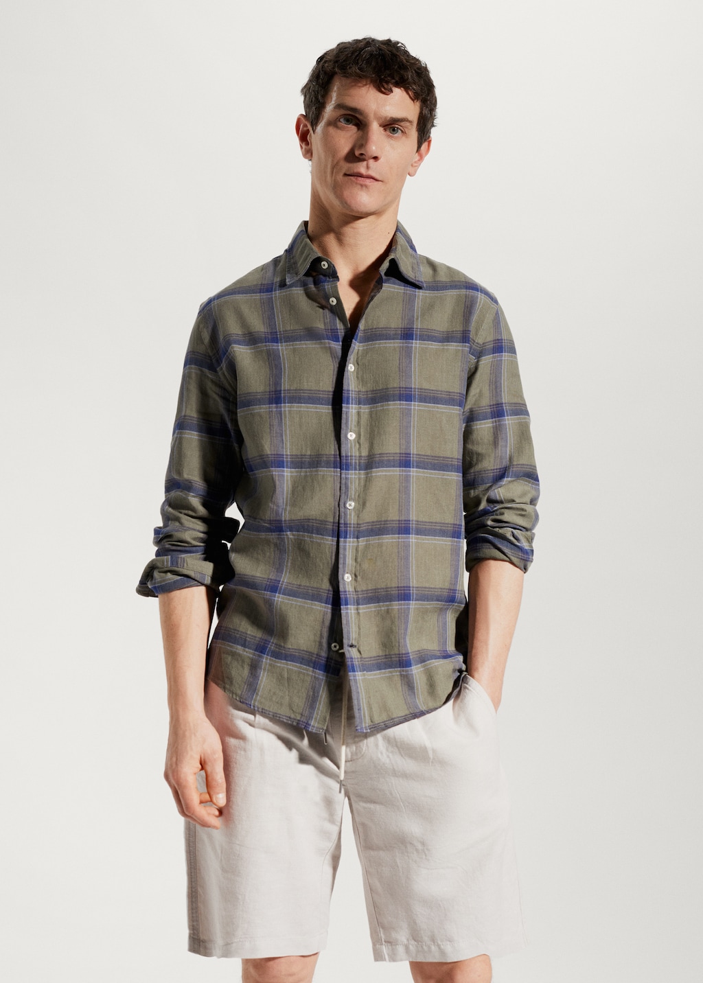 100% linen check shirt - Medium plane