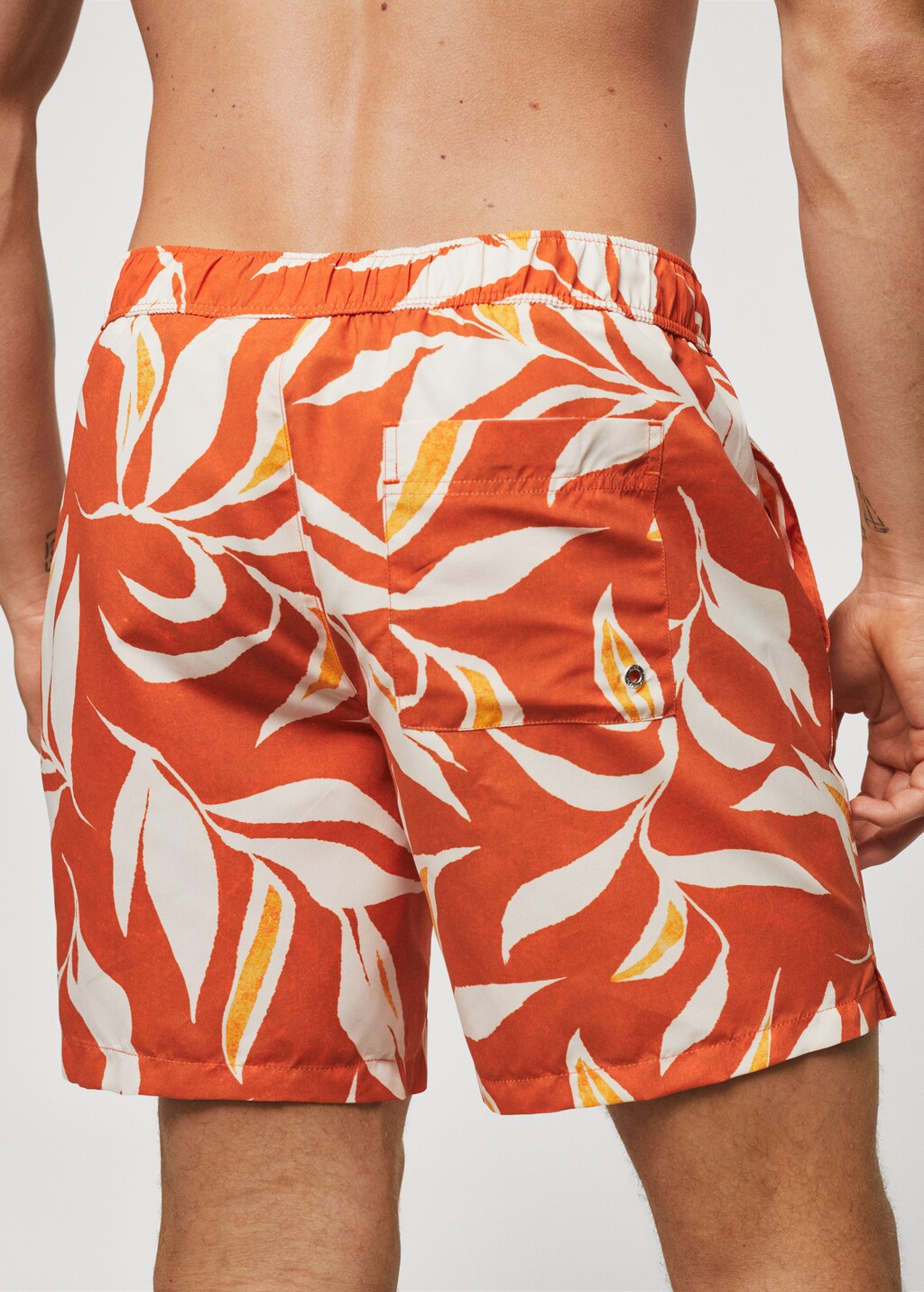 Tropical print swimming trunks - Reverse of the article