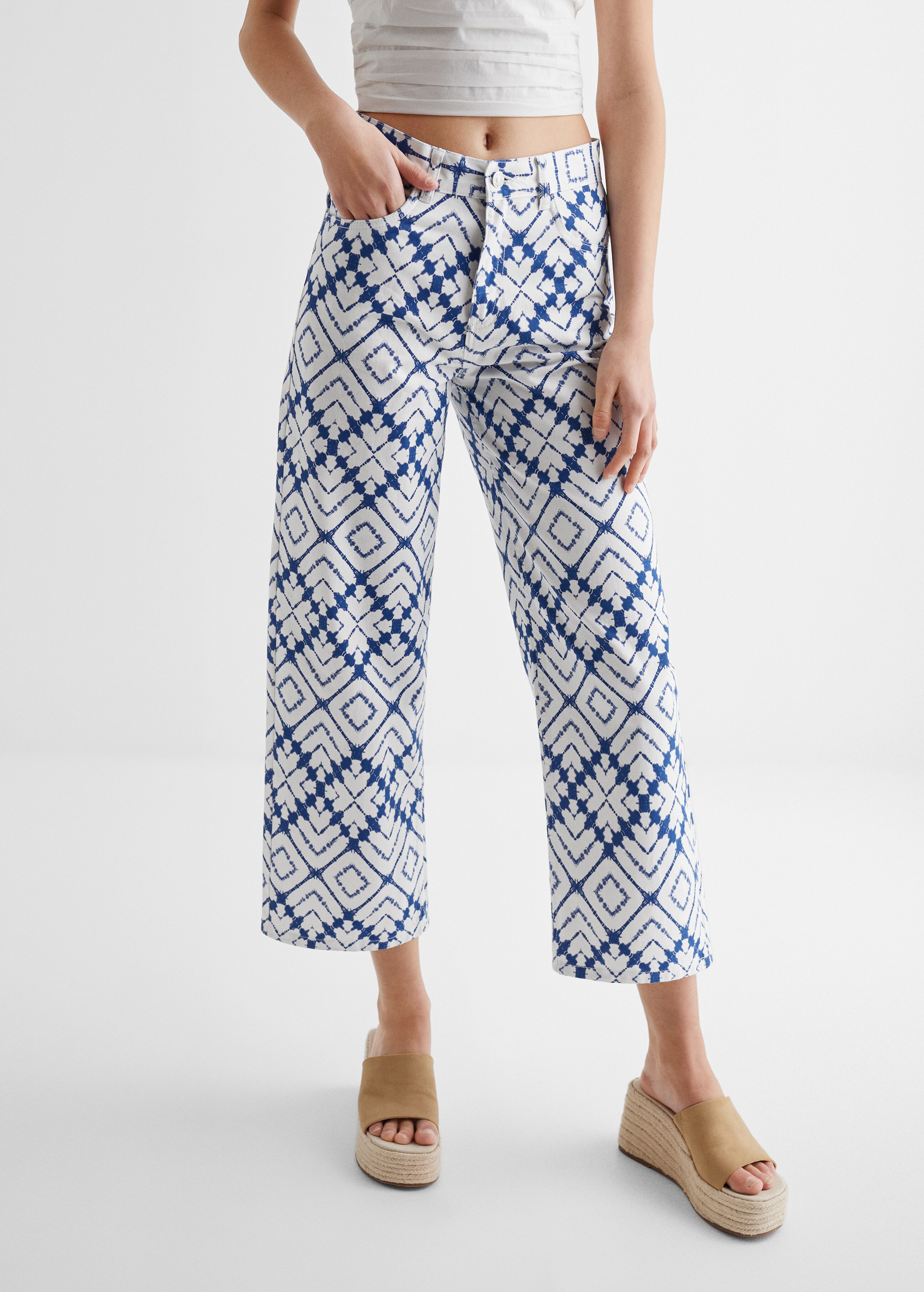 Printed straight jeans