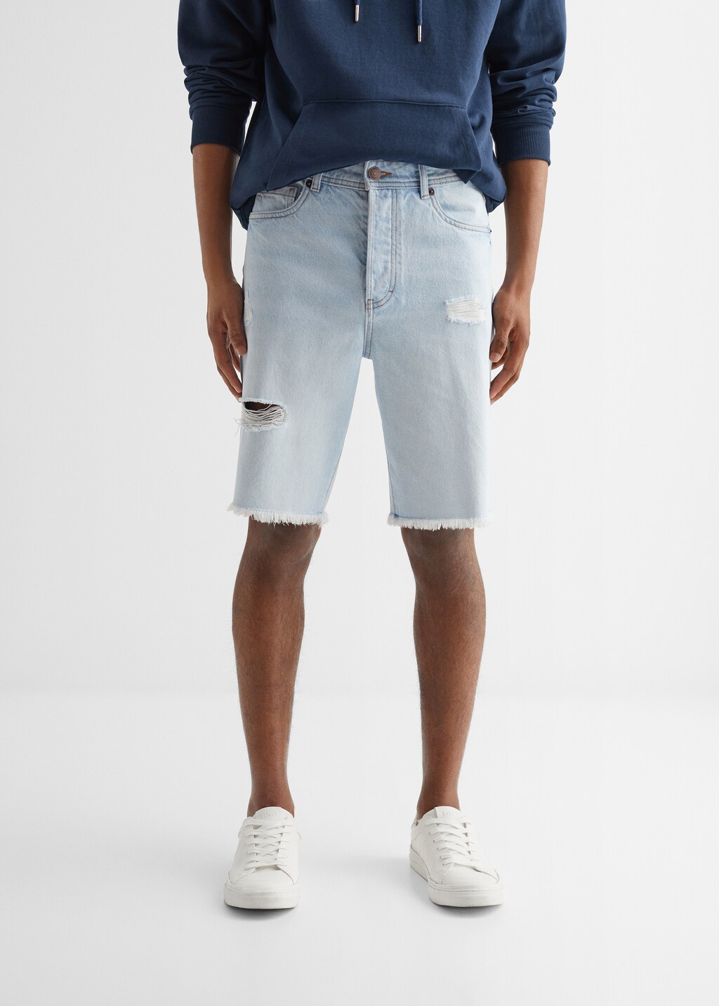 Ripped-detail denim Bermuda shorts - Details of the article 6