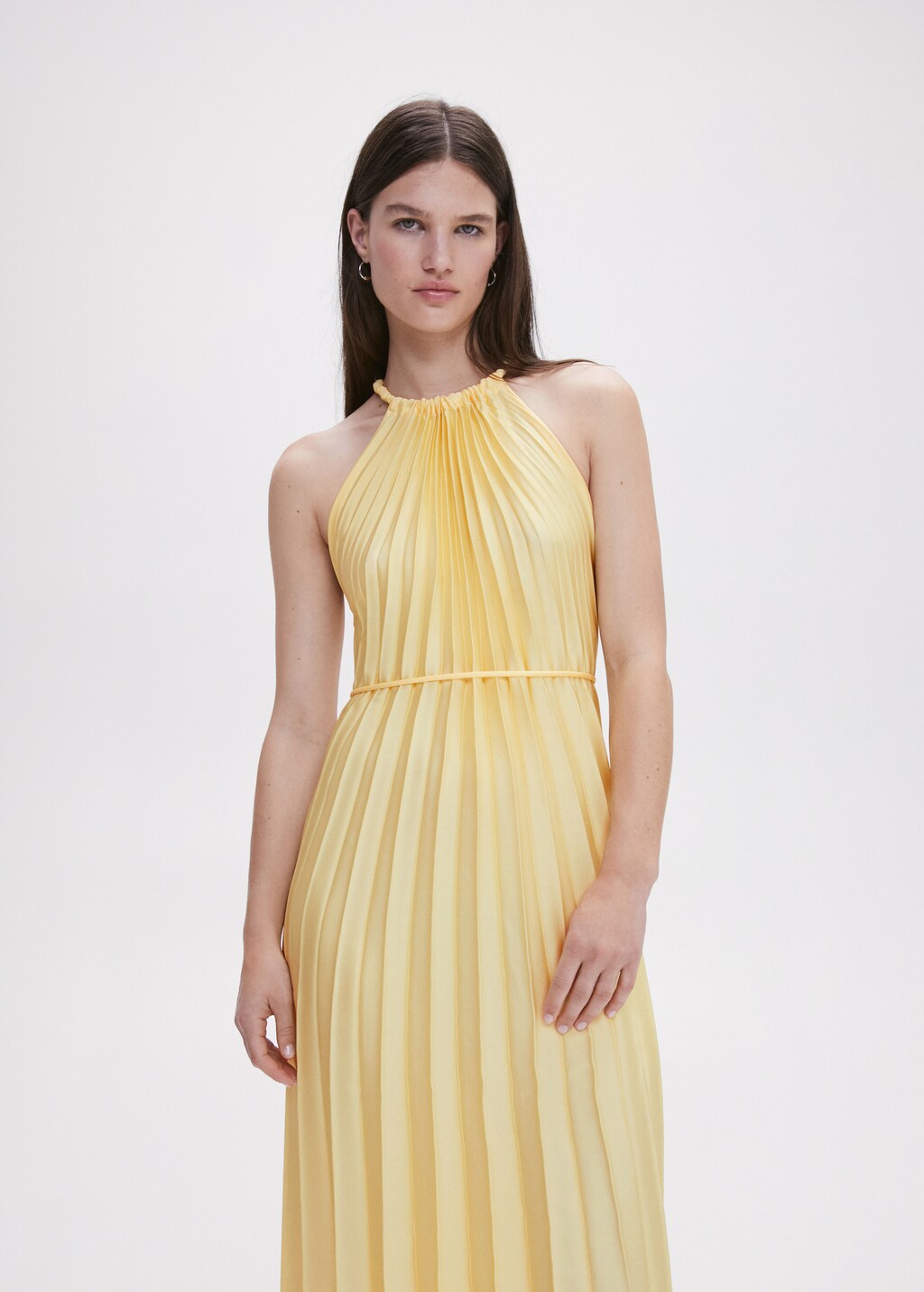 Pleated halter neck dress